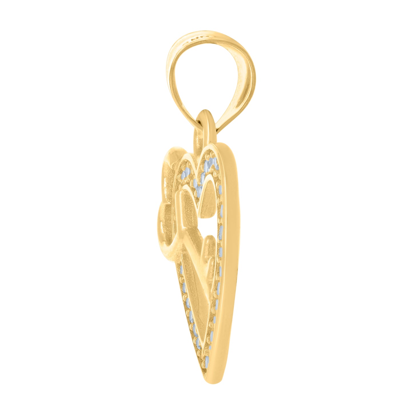 10K Yellow Gold Womens Cubic-Zirconia Key Heart Charm Pendant
