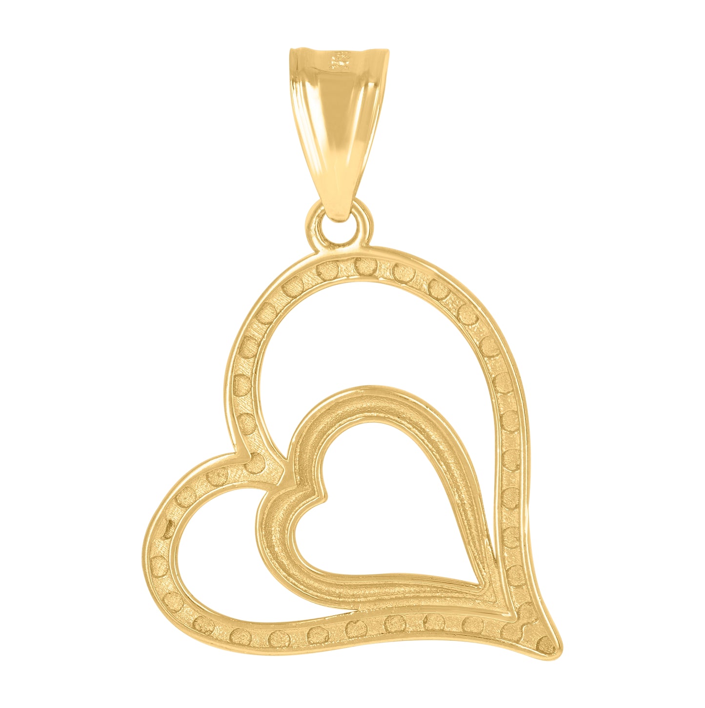 10K Two-Tone Gold Womens Double Heart Charm Pendant