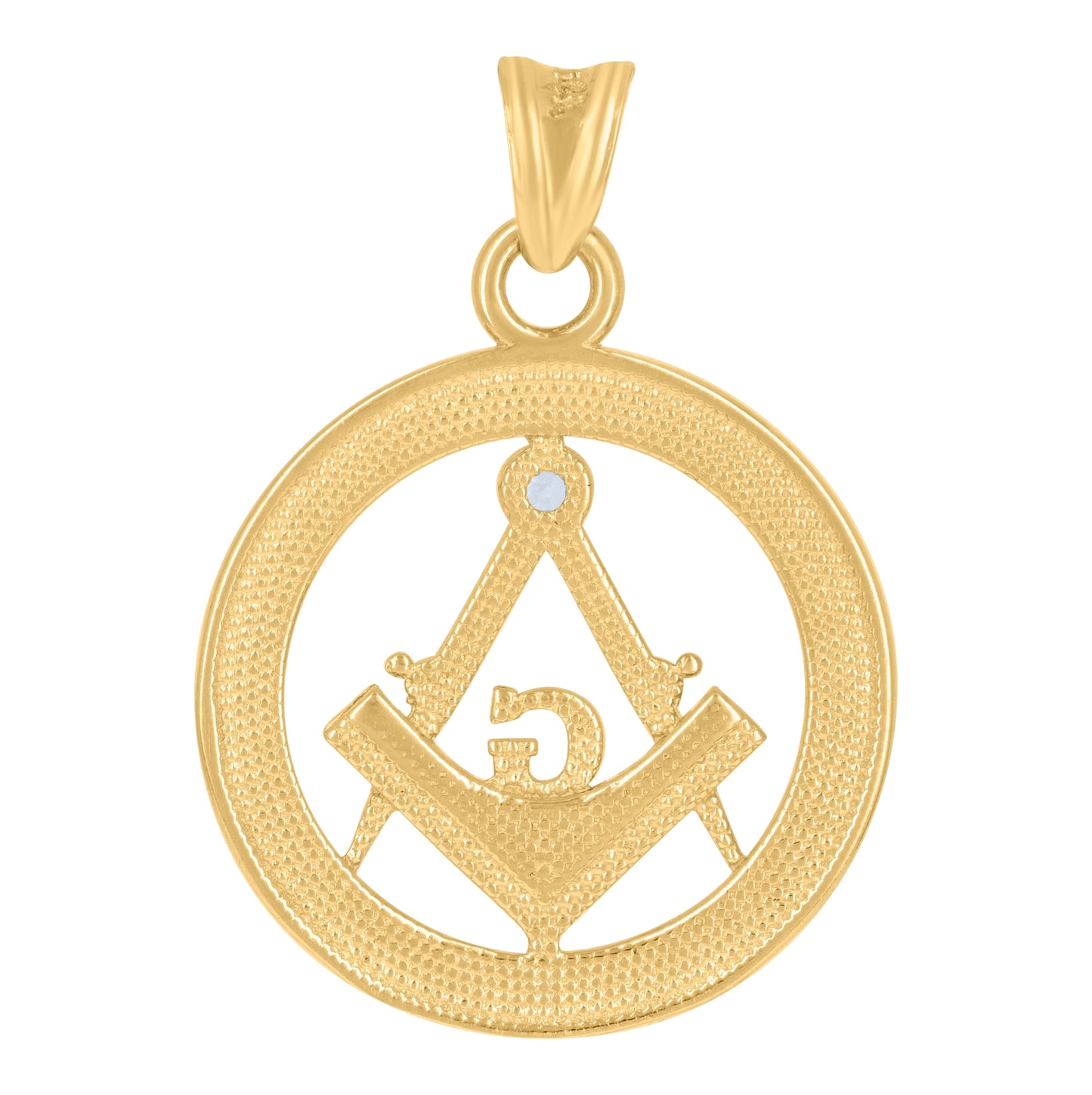 10K Two-Tone Gold Mens Cubic-Zirconia Masonic Symbol Religious Charm Pendant