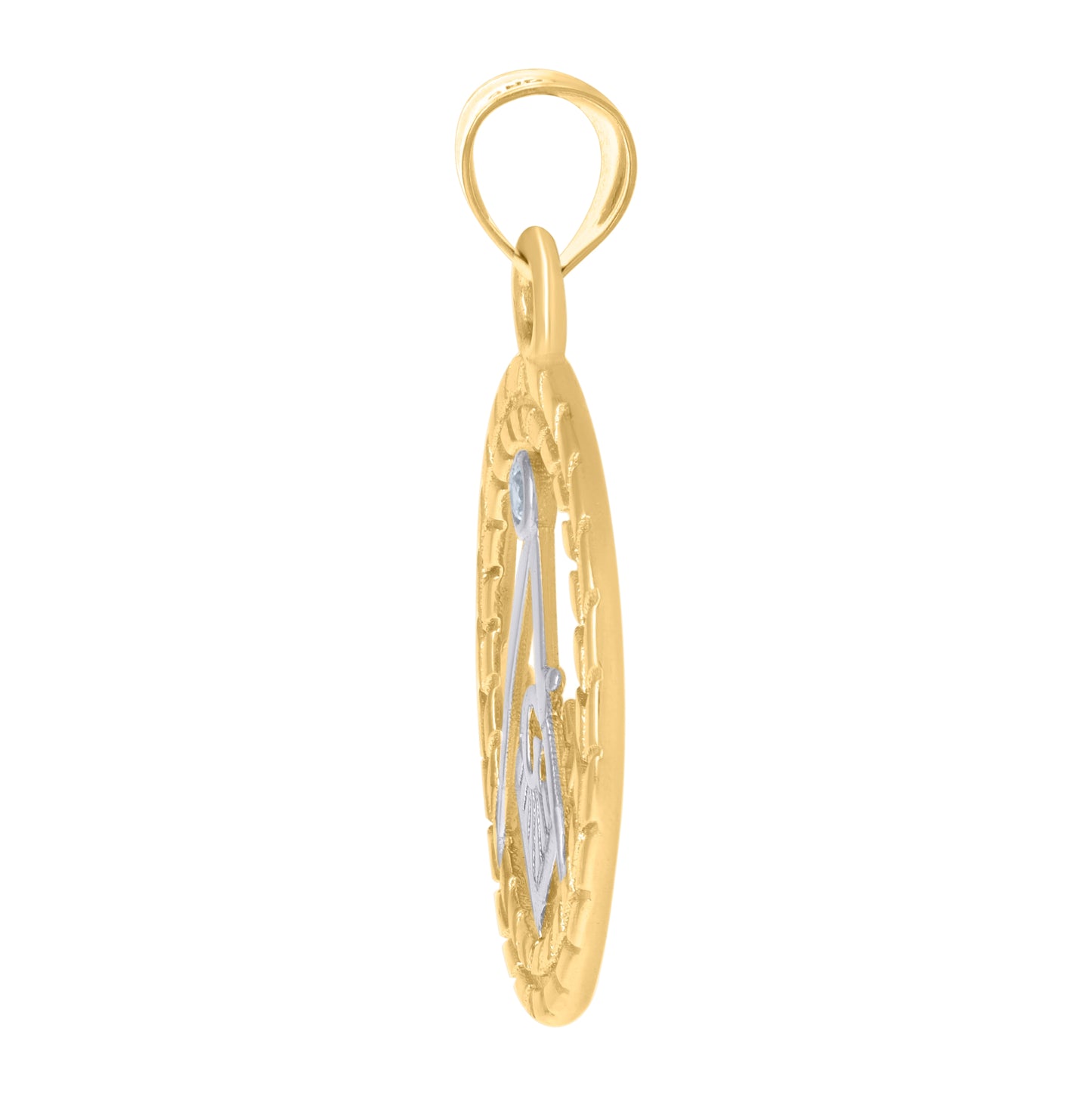10K Two-Tone Gold Mens Cubic-Zirconia Masonic Symbol Religious Charm Pendant