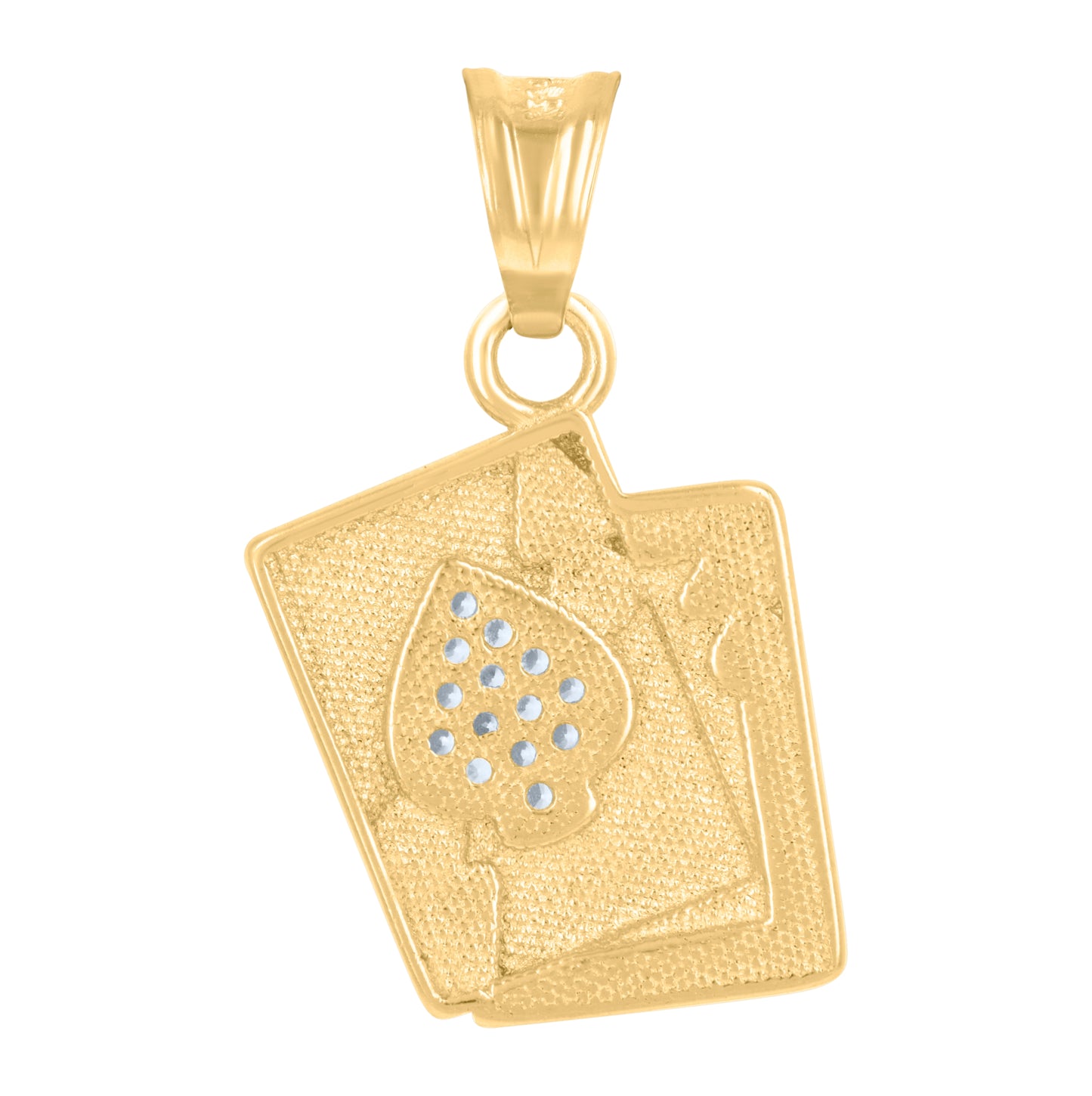10K Yellow Gold Mens Cubic-Zirconia Playing Cards Gambling Fashion Charm Pendant