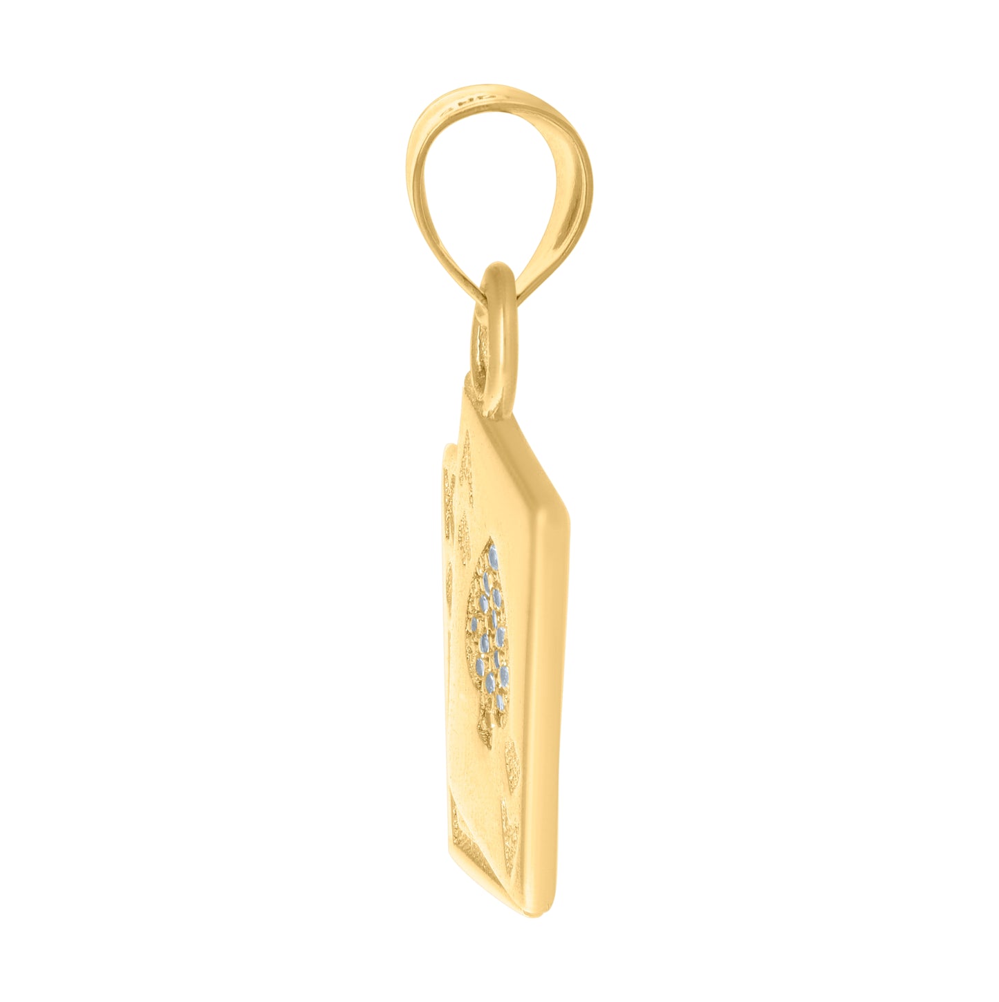 10K Yellow Gold Mens Cubic-Zirconia Playing Cards Gambling Fashion Charm Pendant