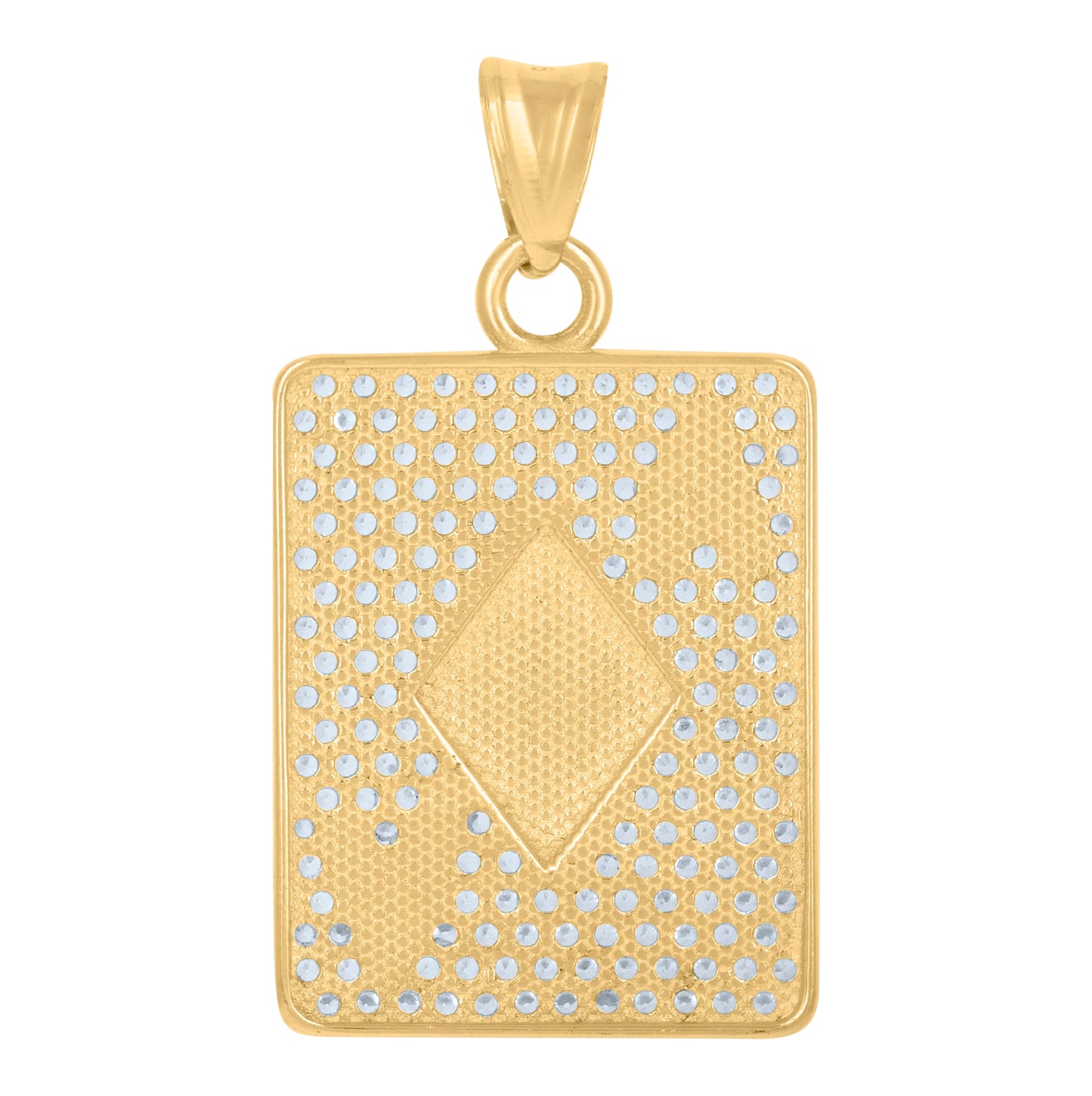 10K Yellow Gold Mens Cubic-Zirconia Playing Cards Gambling Fashion Charm Pendant