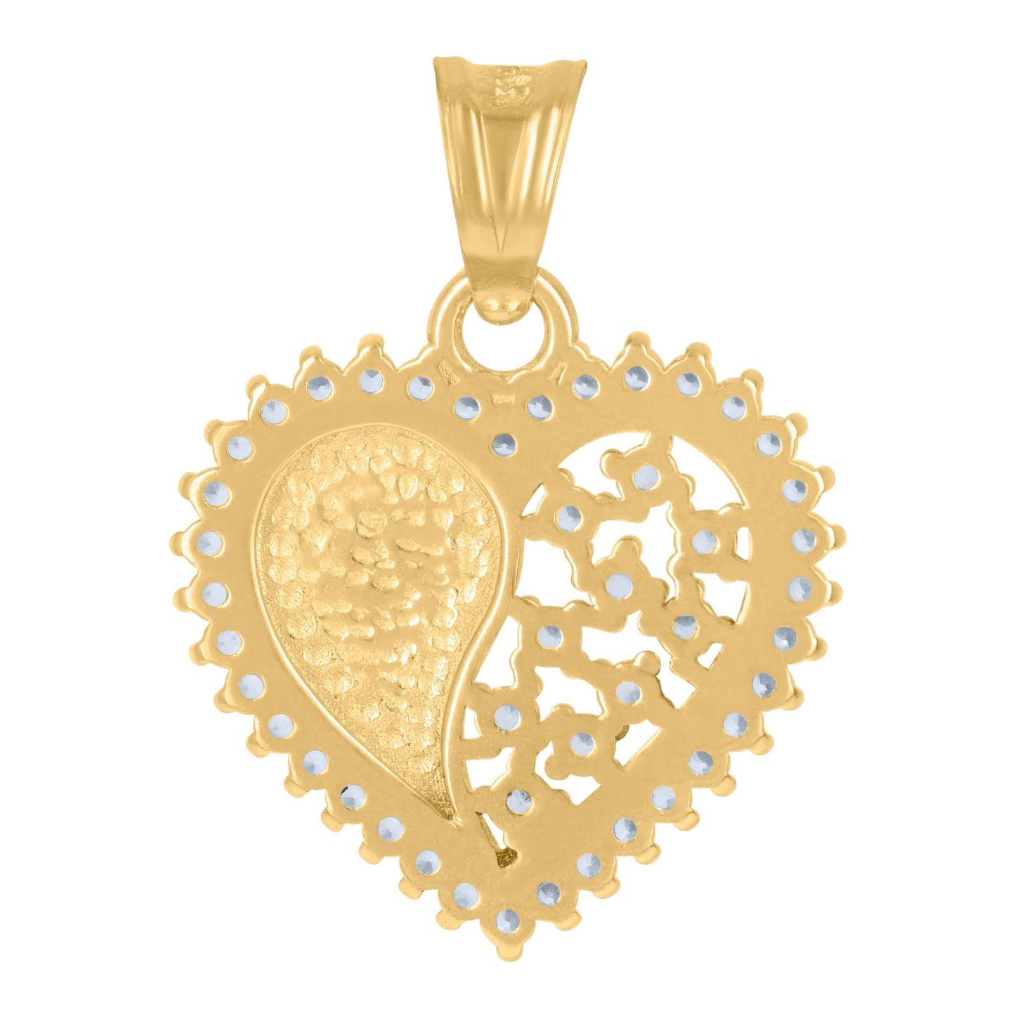 10K Yellow Gold Womens Cubic-Zirconia Heart Charm Pendant