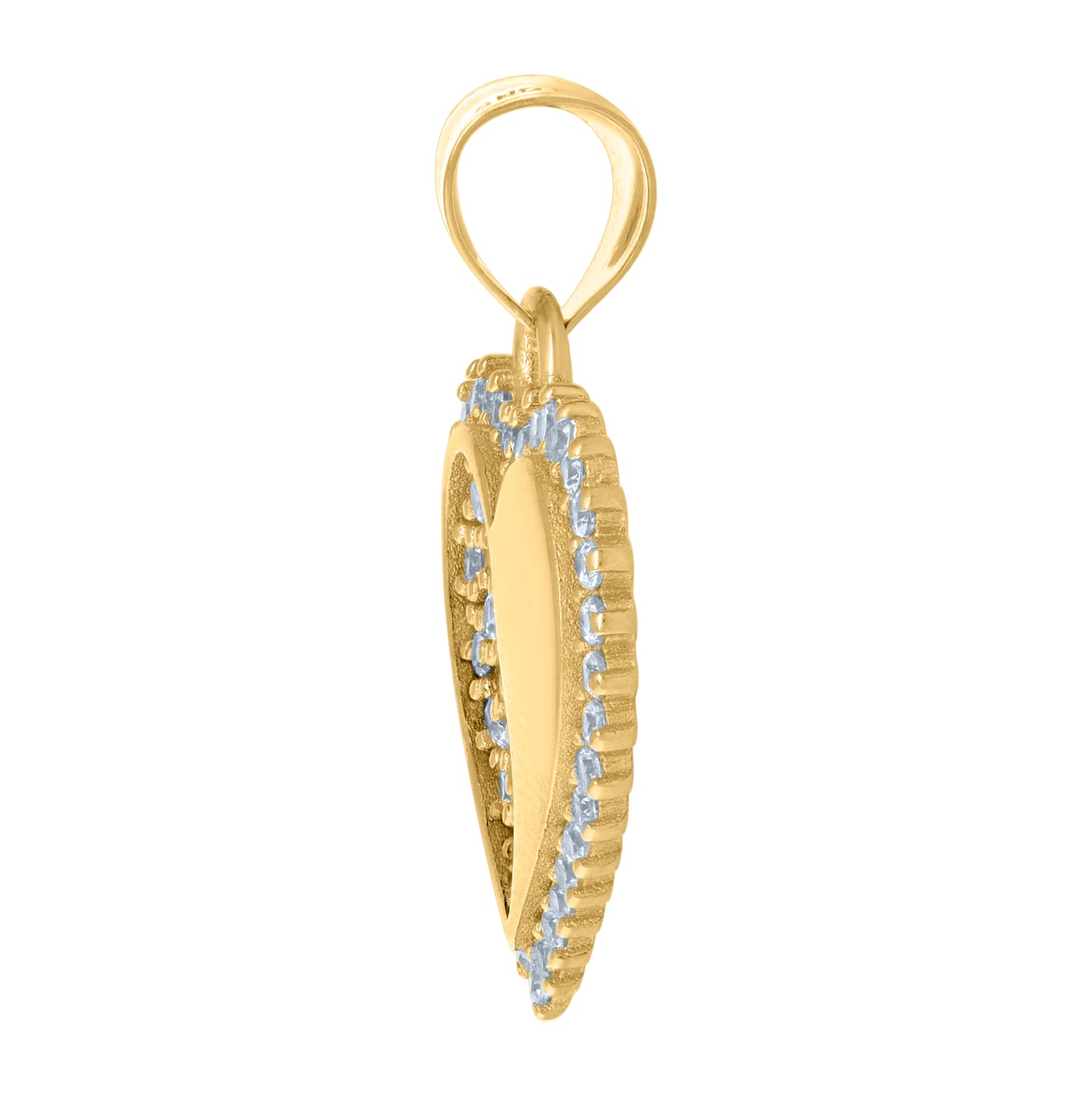 10K Yellow Gold Womens Cubic-Zirconia Heart Charm Pendant