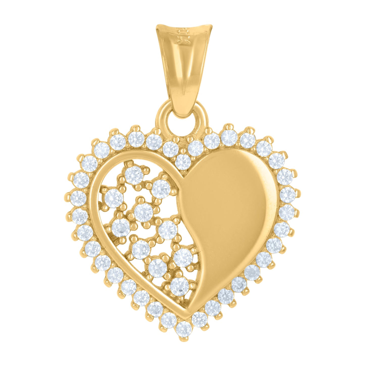10K Yellow Gold Womens Cubic-Zirconia Heart Charm Pendant