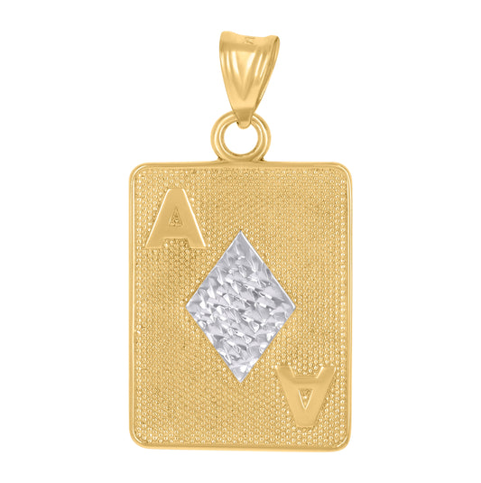 10K Yellow Gold Mens Playing Cards Gambling Fashion Charm Pendant