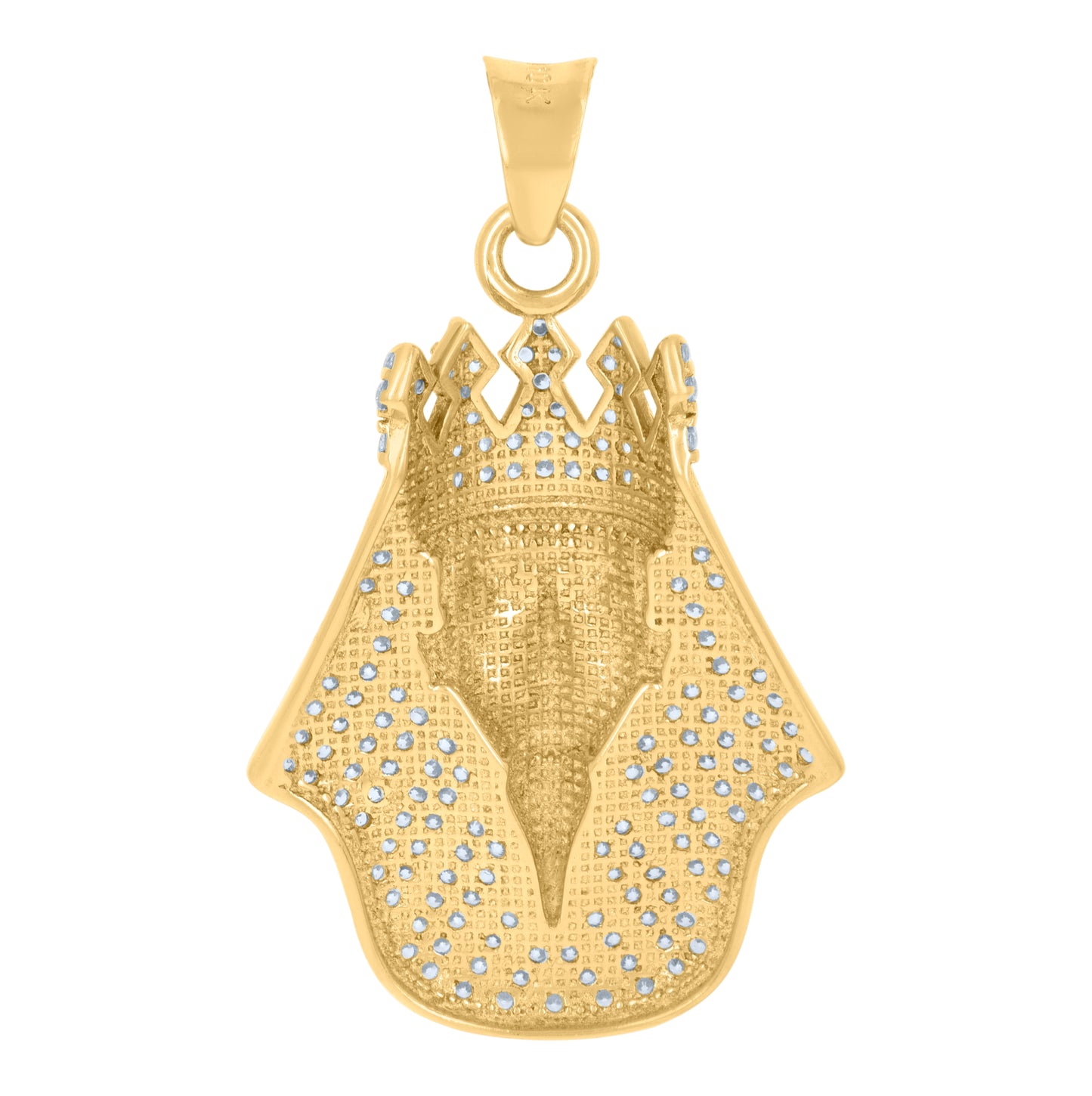10K Two-Tone Gold Mens Cubic-Zirconia Pharaoh Egyptian Charm Pendant