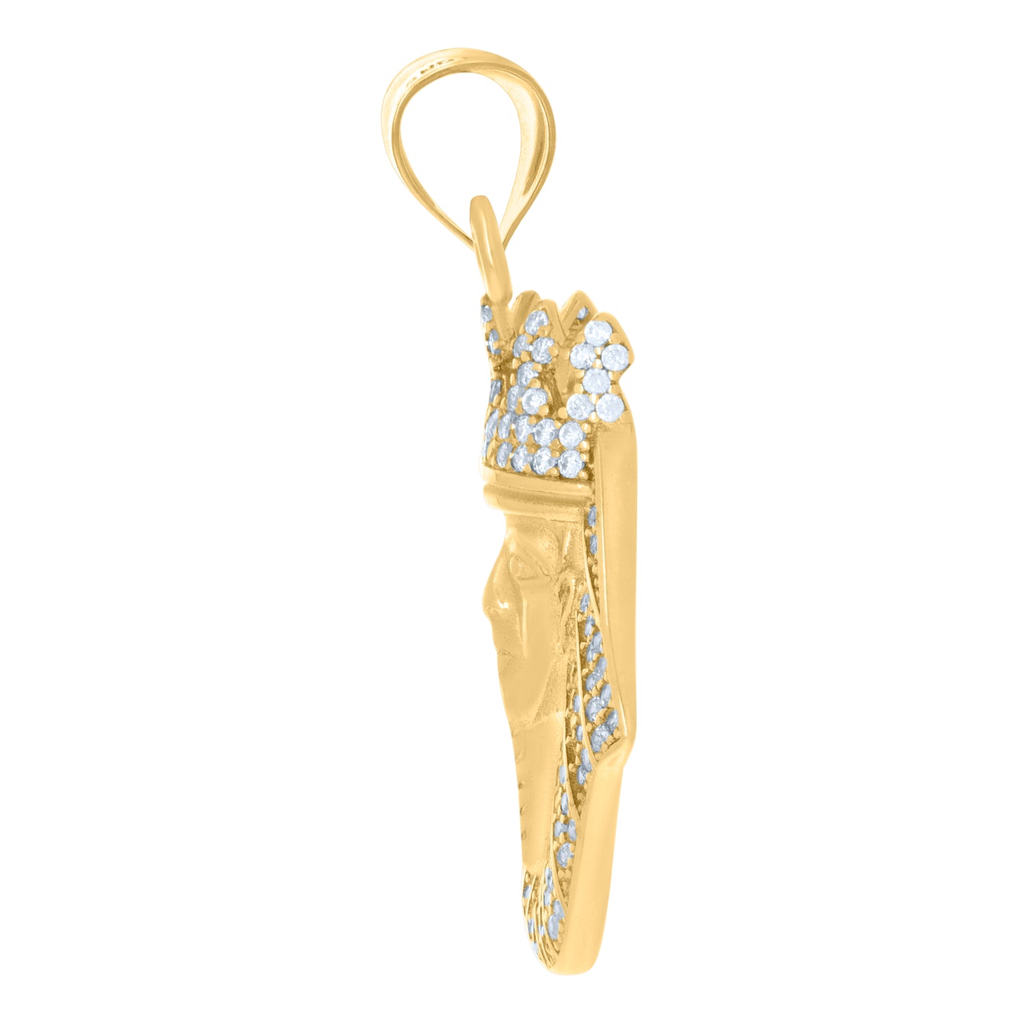 10K Two-Tone Gold Mens Cubic-Zirconia Pharaoh Egyptian Charm Pendant
