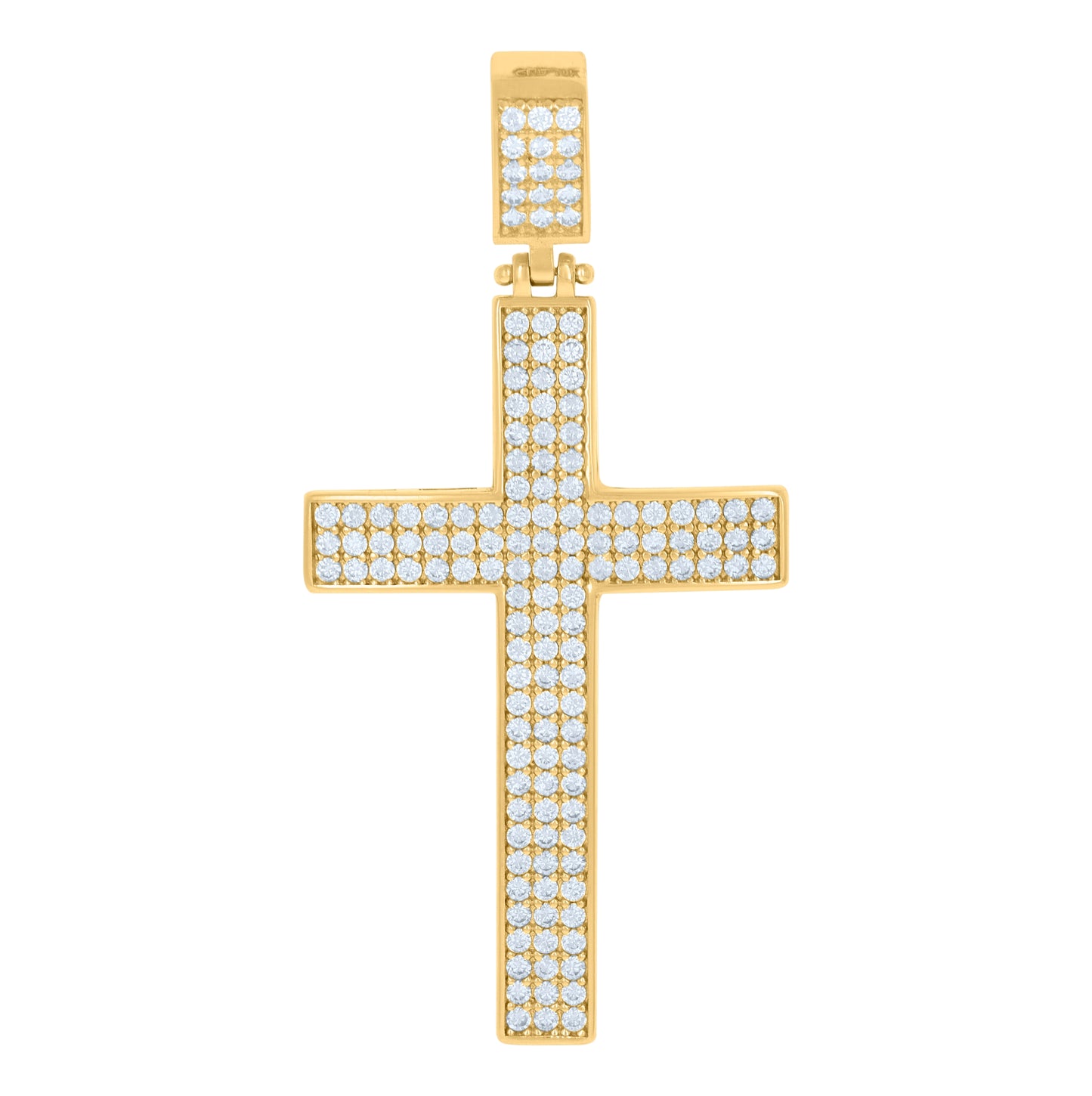 10K Yellow Gold Mens Cubic-Zirconia Cross Religious Charm Pendant