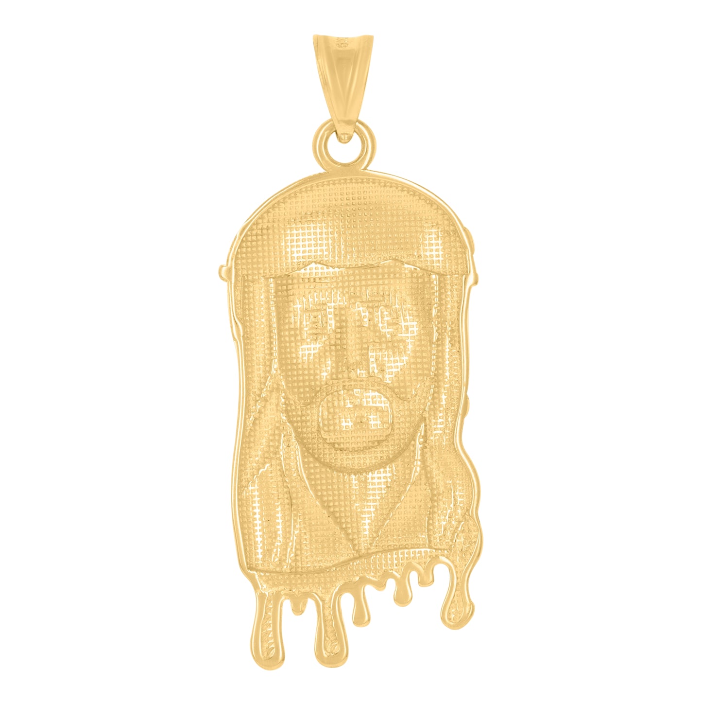 10K Two-Tone Gold Mens Jesus Religious Dripping Charm Pendant