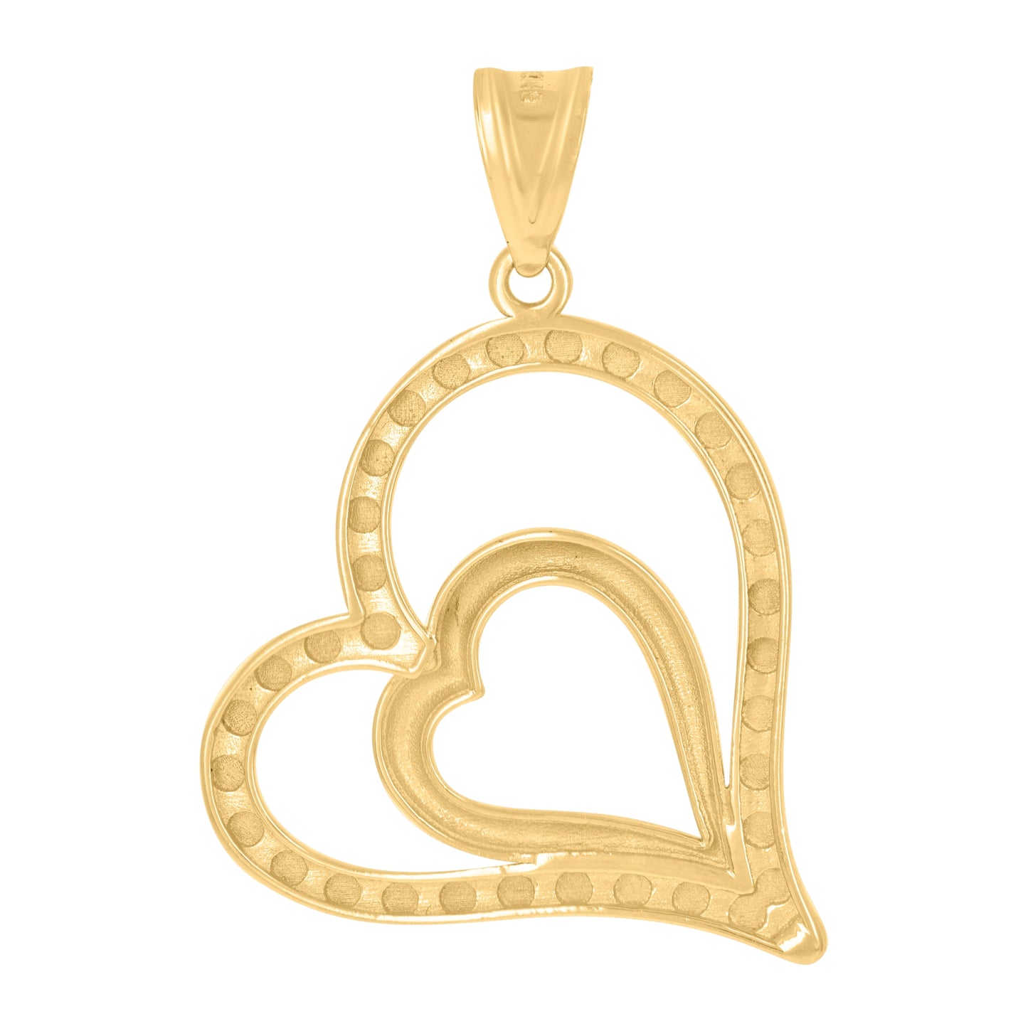 10K Two-Tone Gold Womens Double Heart Charm Pendant