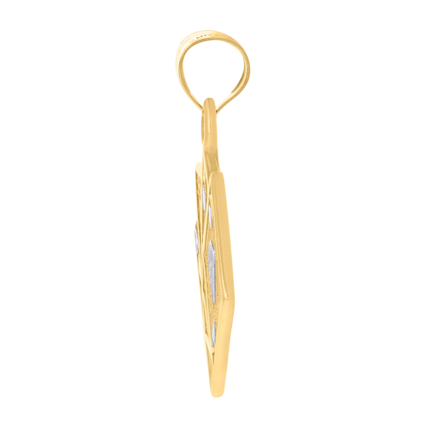 10K Two-Tone Gold Mens Playing Cards Gambling Fashion Charm Pendant