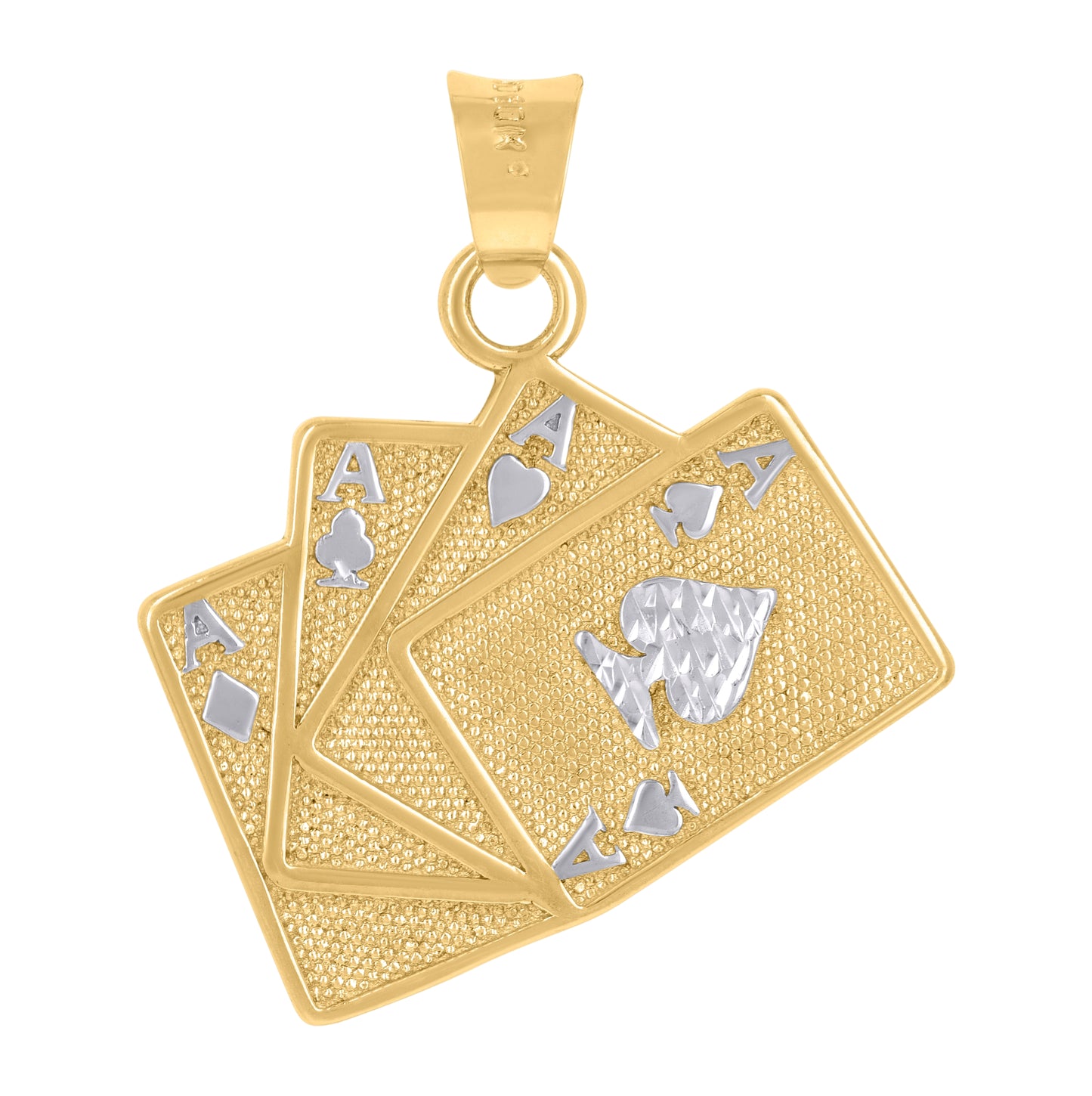 10K Two-Tone Gold Mens Playing Cards Gambling Fashion Charm Pendant