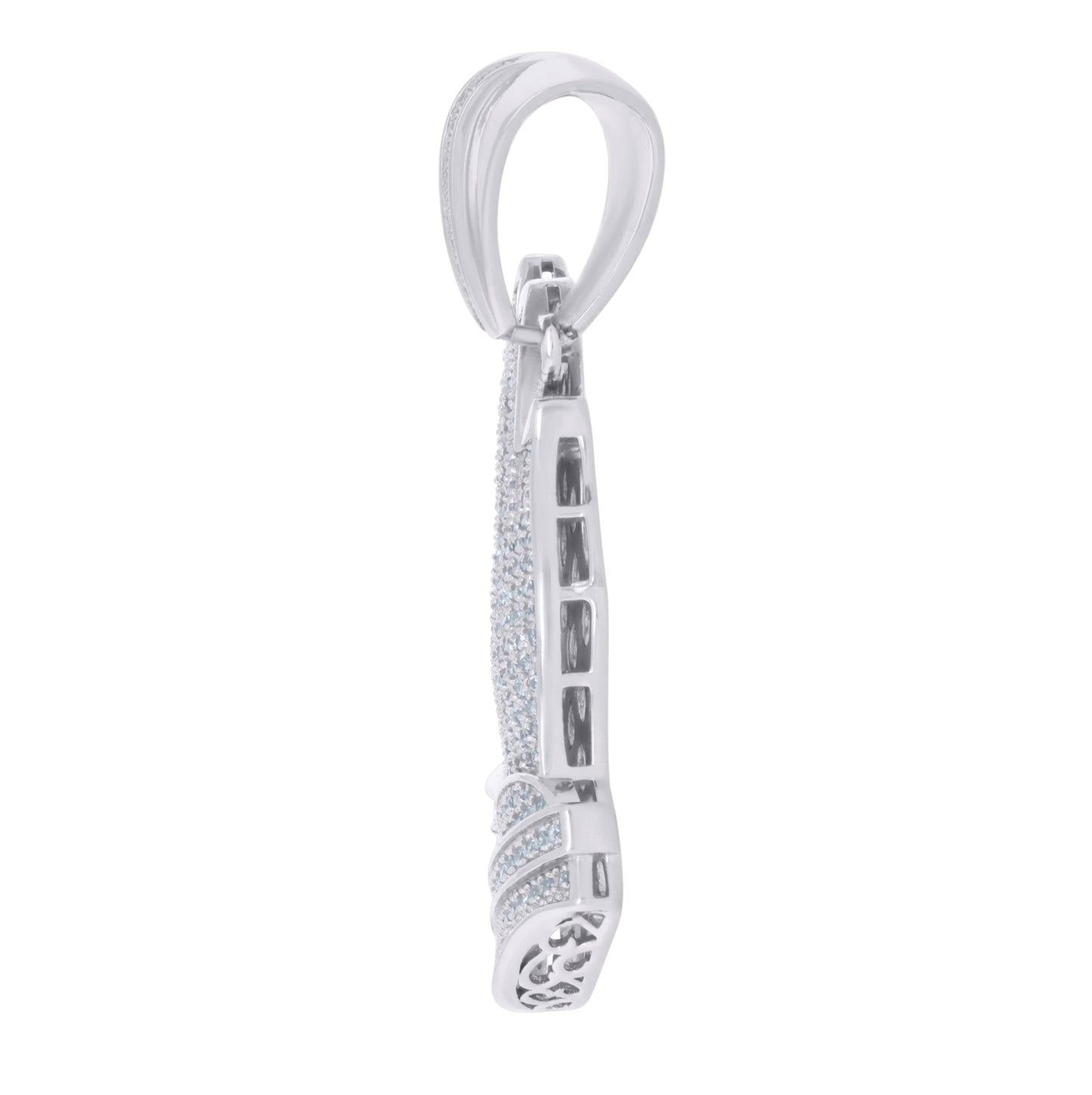 Sterling Silver Mens Cubic-Zirconia Praying Hands Symbol Religious Charm Pendant
