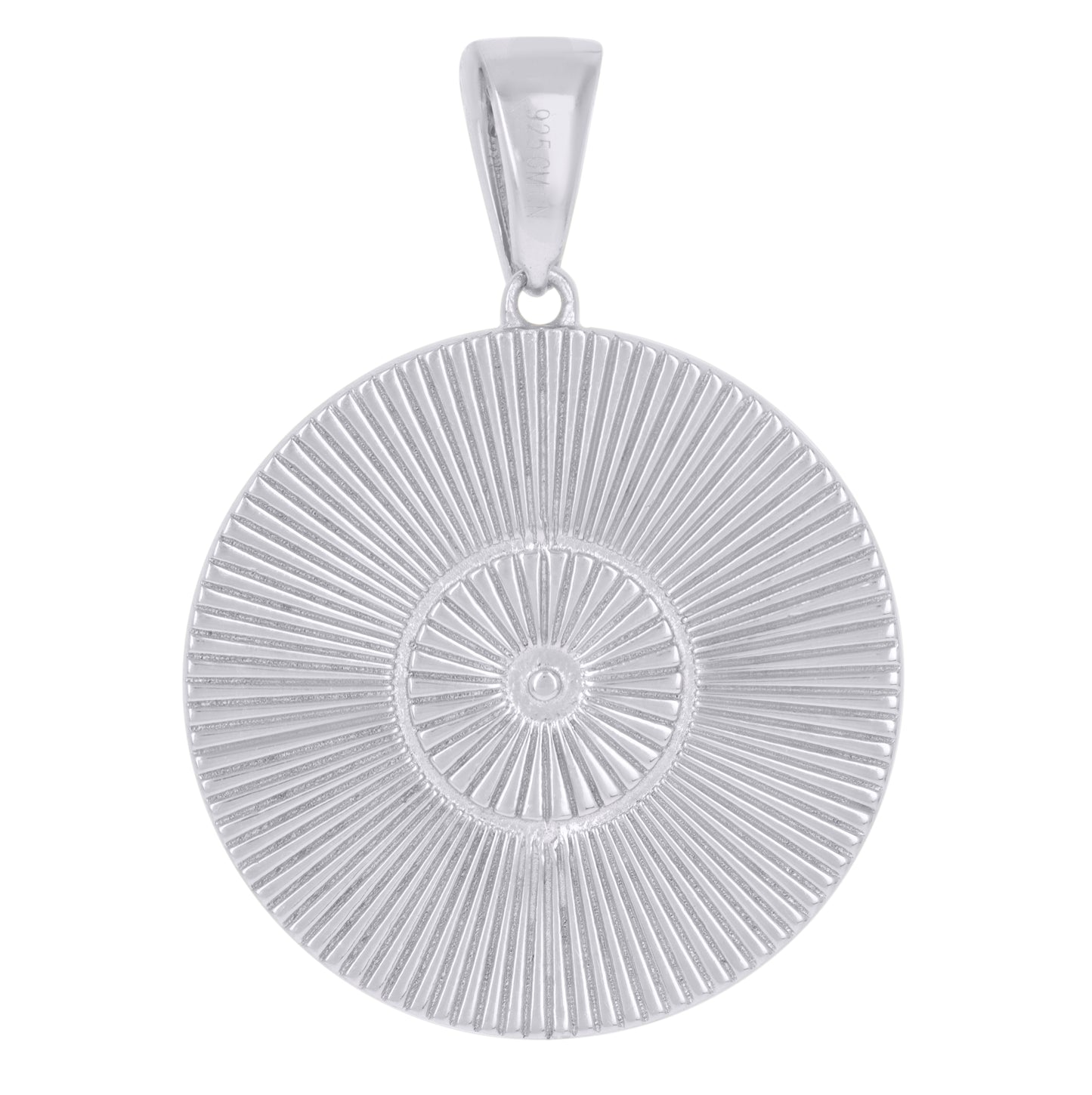 Sterling Silver Mens Cubic-Zirconia Medallion Praying Angel Religious Charm Pendant