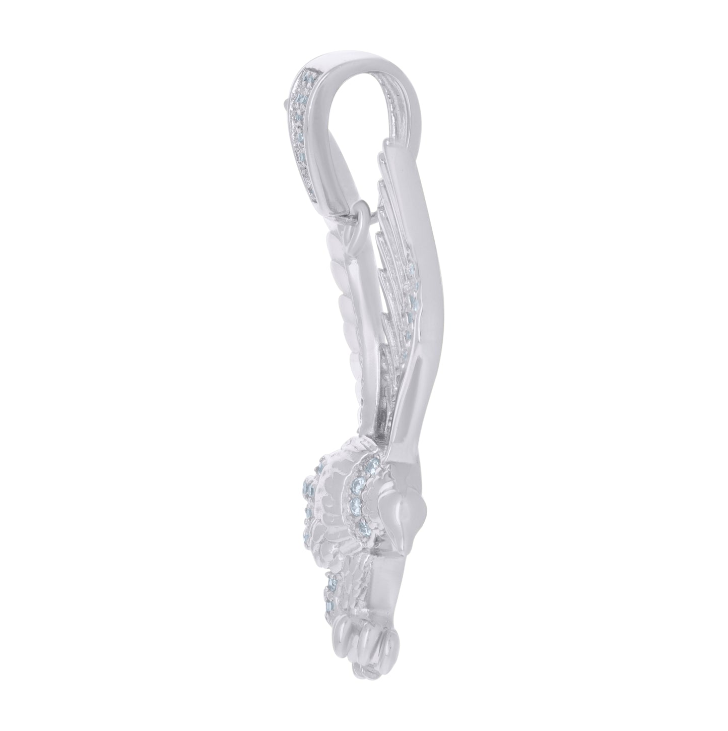 Sterling Silver Mens Cubic-Zirconia Eagle Birds Wildlife Charm Pendant