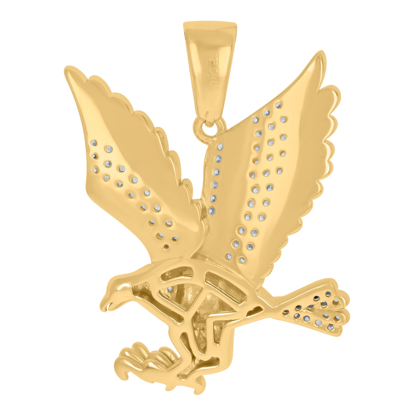 Sterling Silver Mens Cubic-Zirconia Eagle Birds Wildlife Charm Pendant