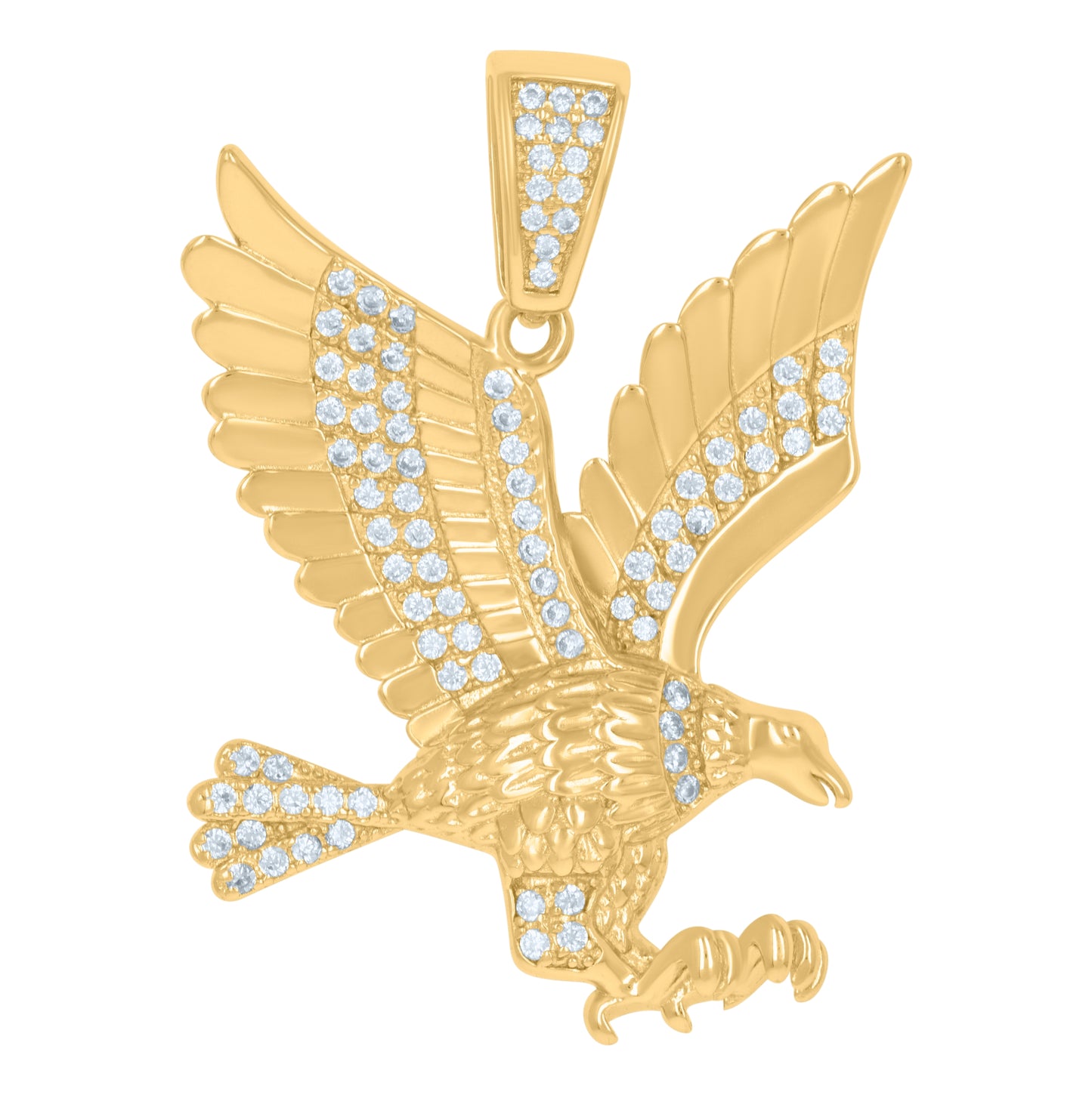 Sterling Silver Mens Cubic-Zirconia Eagle Birds Wildlife Charm Pendant