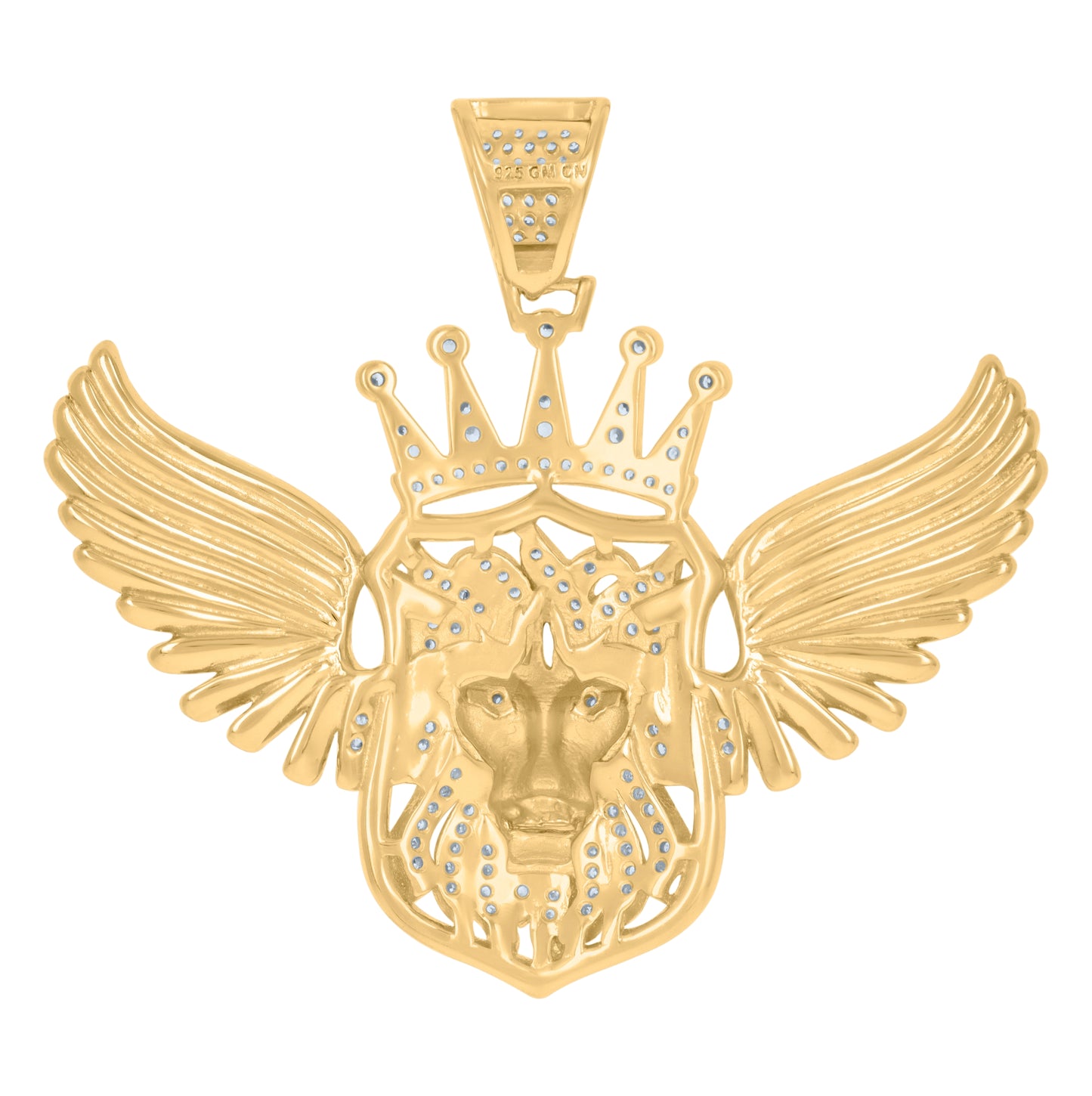 Sterling Silver Mens Cubic-Zirconia Leo/Lion Animal Zodiac Sign/Wildlife Charm Pendant