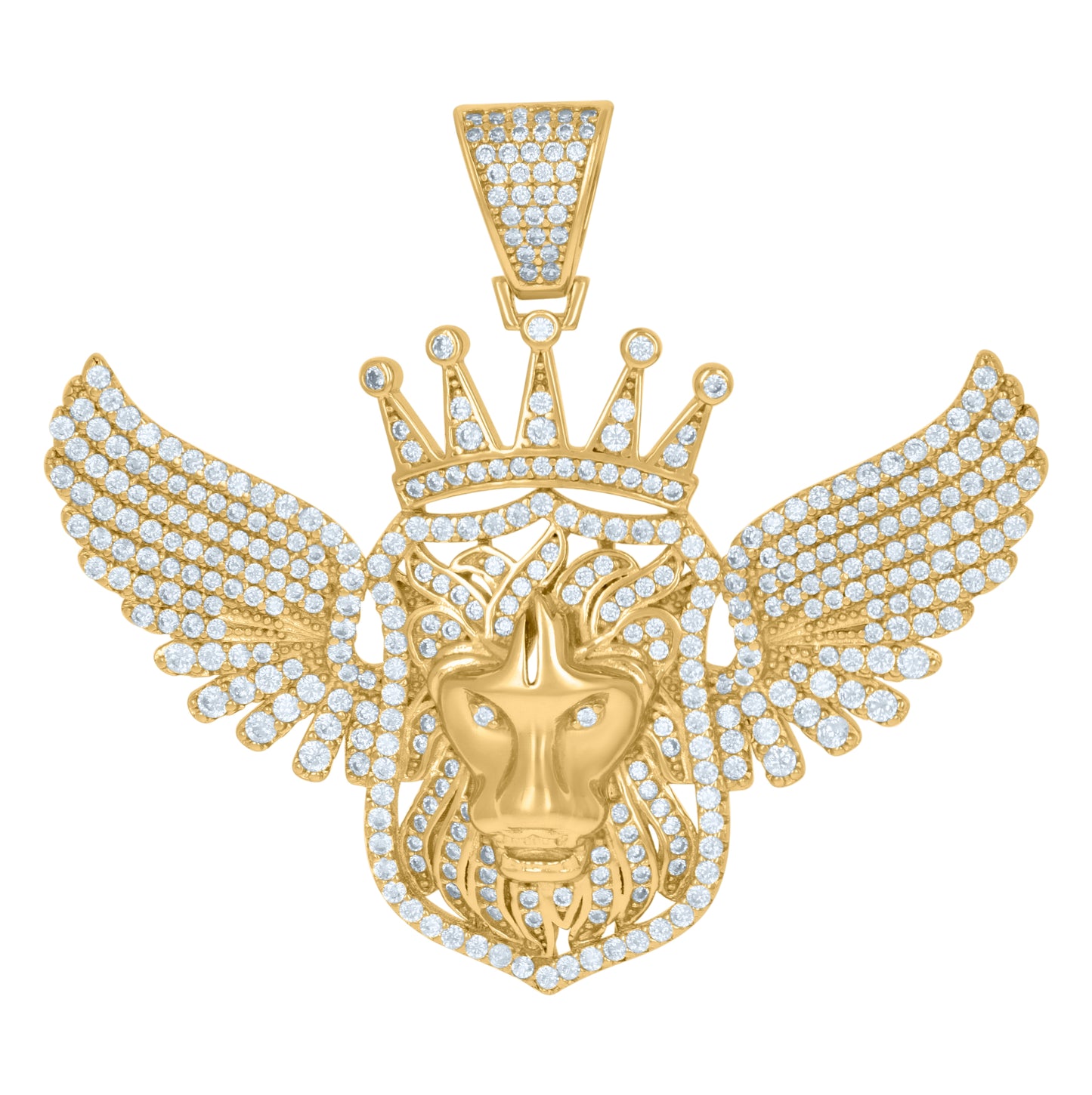 Sterling Silver Mens Cubic-Zirconia Leo/Lion Animal Zodiac Sign/Wildlife Charm Pendant