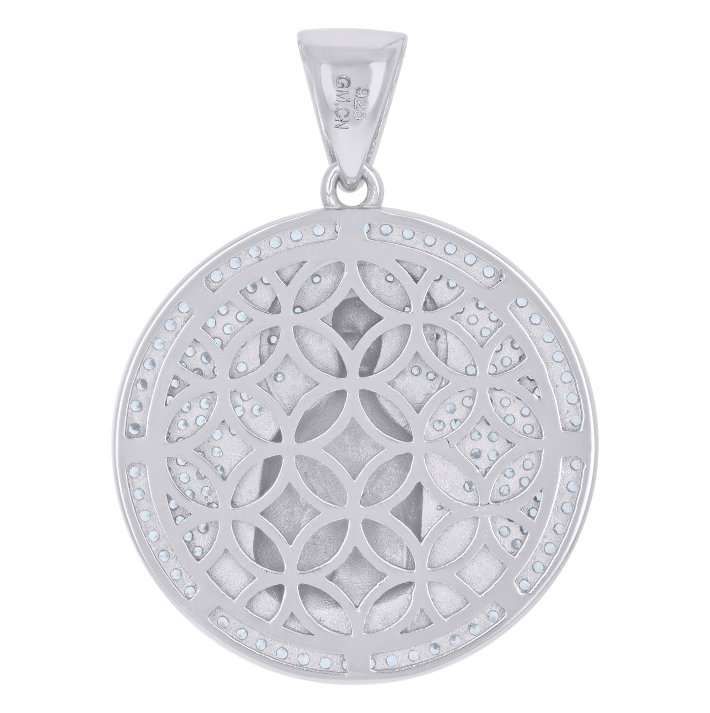 Sterling Silver Mens Cubic-Zirconia Medallion Sacred Heart Of Jesus Religious Charm Pendant