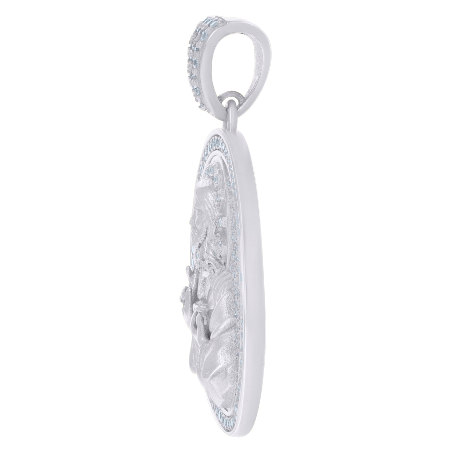 Sterling Silver Mens Cubic-Zirconia Medallion Sacred Heart Of Jesus Religious Charm Pendant