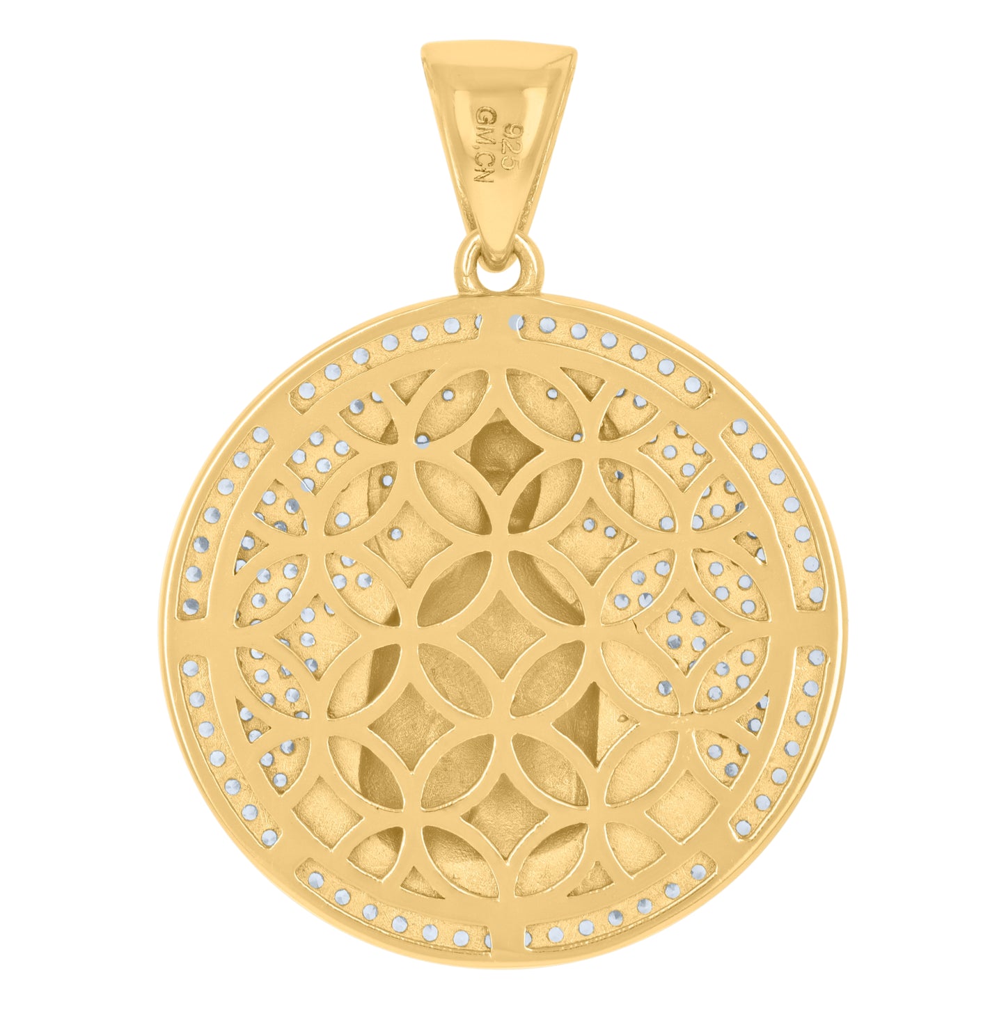 Sterling Silver Mens Cubic-Zirconia Medallion Sacred Heart Of Jesus Religious Charm Pendant