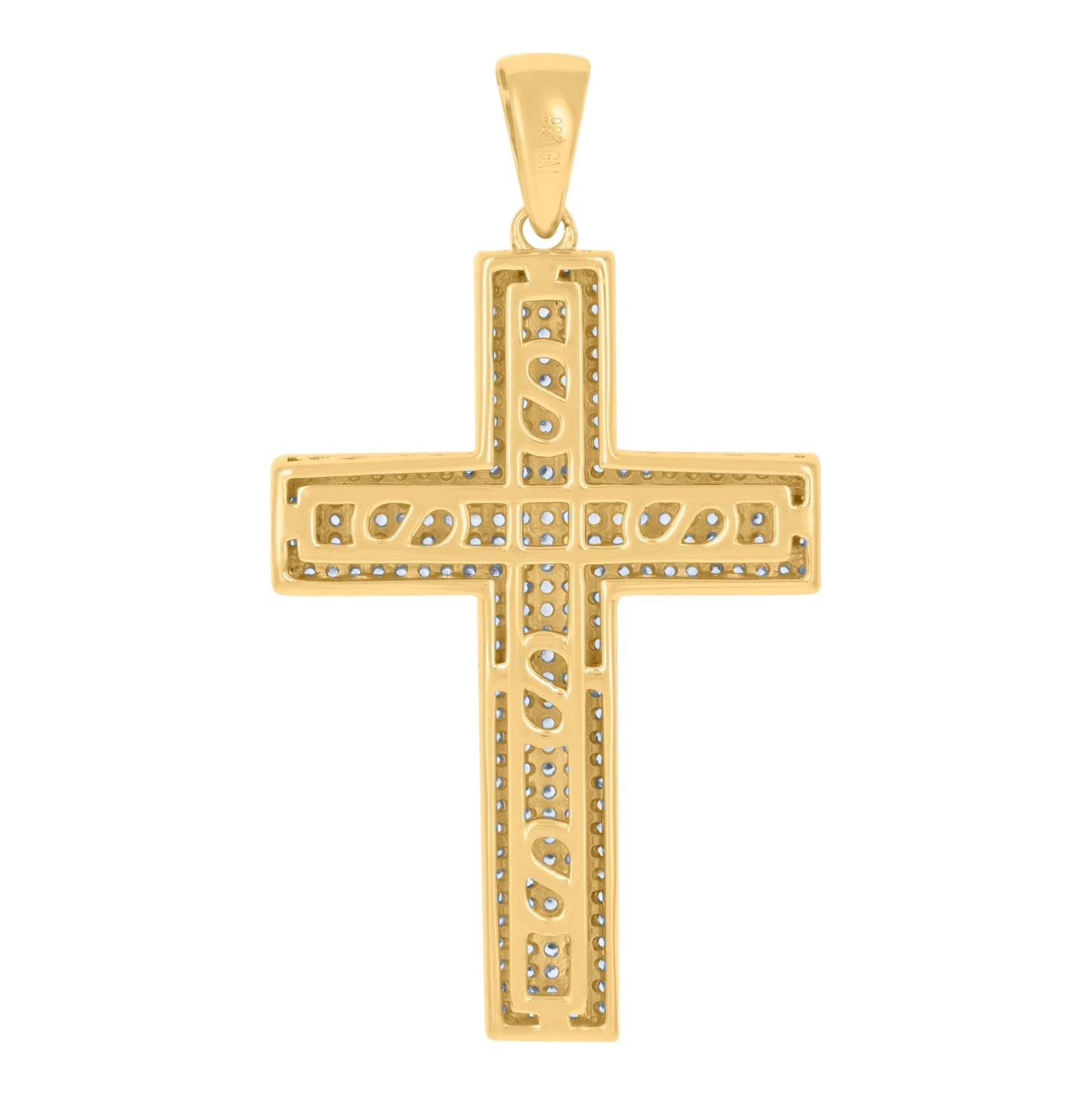 Sterling Silver Mens Cubic-Zirconia Cross Religious Charm Pendant