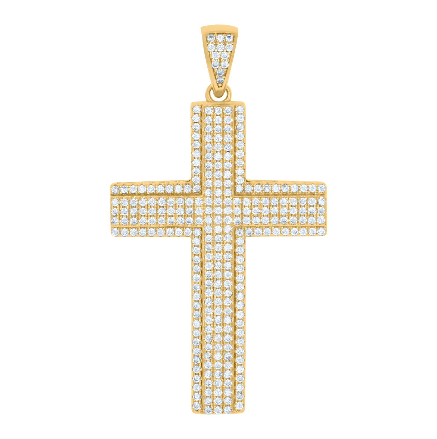 Sterling Silver Mens Cubic-Zirconia Cross Religious Charm Pendant
