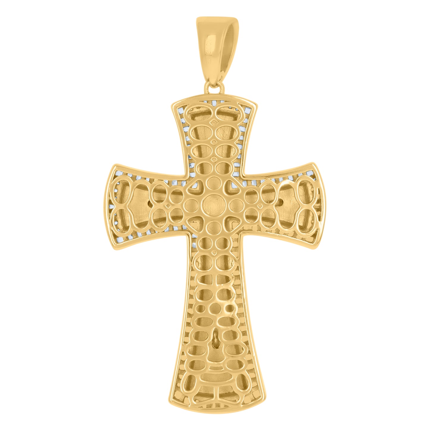 Sterling Silver Mens Baguette Cubic-Zirconia Crucifix Cross Religious Charm Pendant