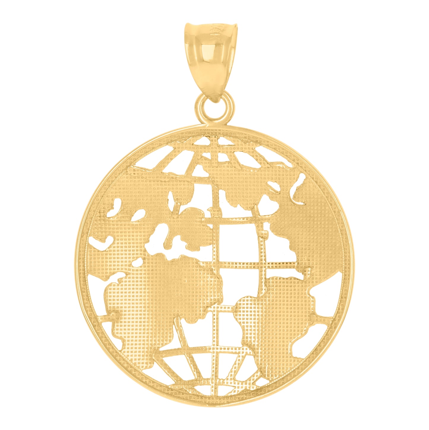 14K Two-Tone Gold Mens World Map Globe Charm Pendant