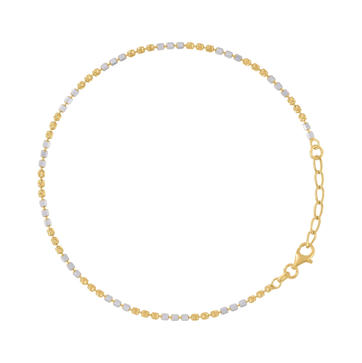 Sterling Silver Womens Fancy Moon-Cut Chain Anklet 2 mm Size 10 Inches