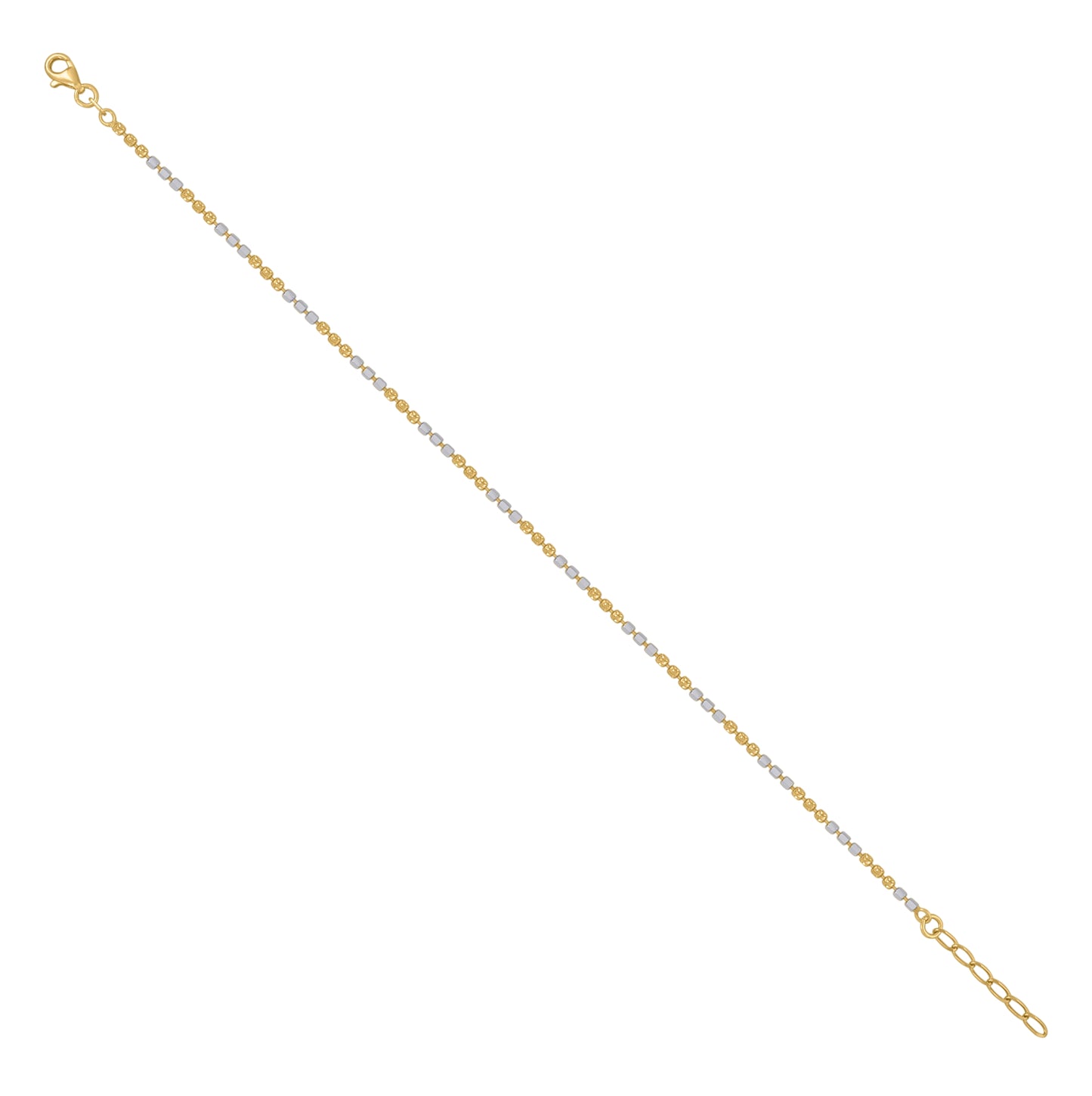 Sterling Silver Womens Fancy Moon-Cut Chain Anklet 2 mm Size 10 Inches