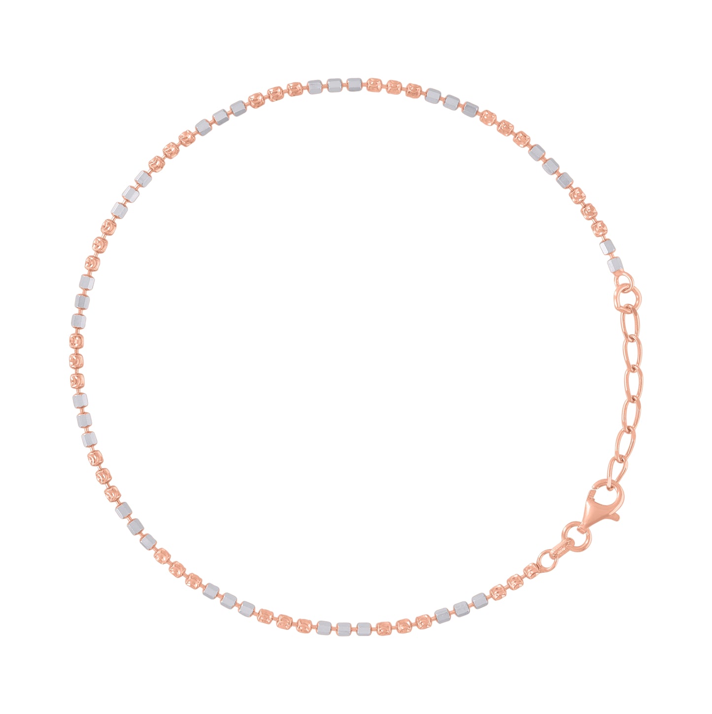 Sterling Silver Womens Fancy Moon-Cut Chain Anklet 2 mm Size 10 Inches