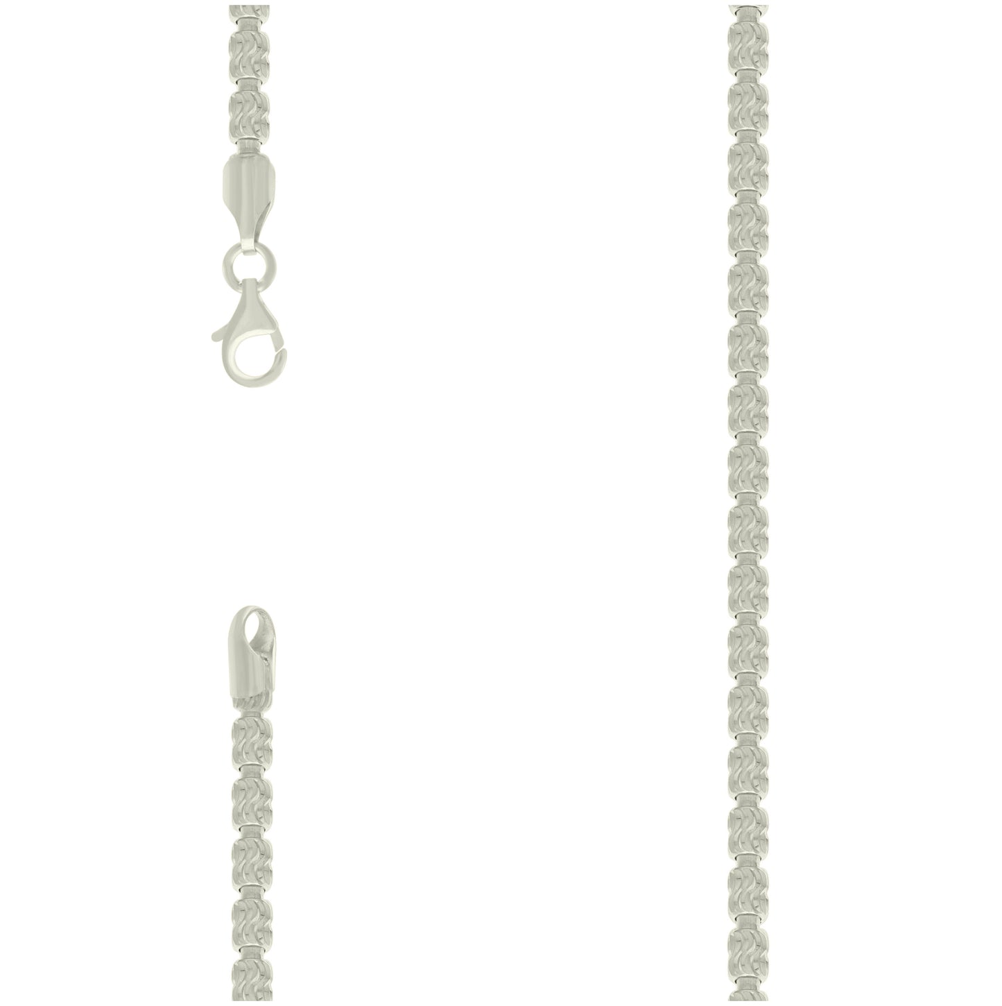 Sterling Silver Rhodium Plated Womens Barrel Typhoon Chain Anklet 4 mm Size 10 Inches