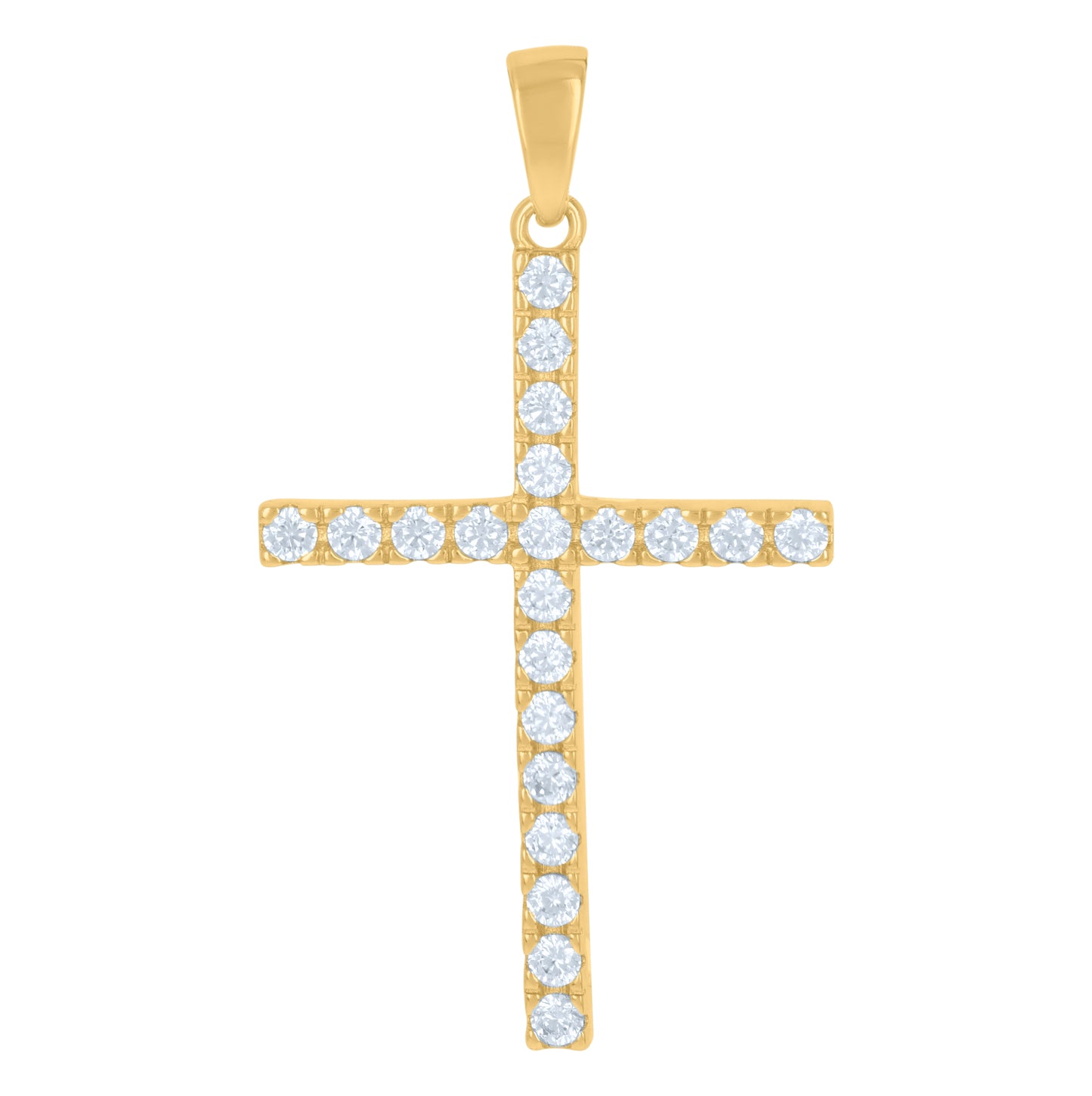 Sterling Silver Mens Cubic-Zirconia Cross Religious Charm Pendant