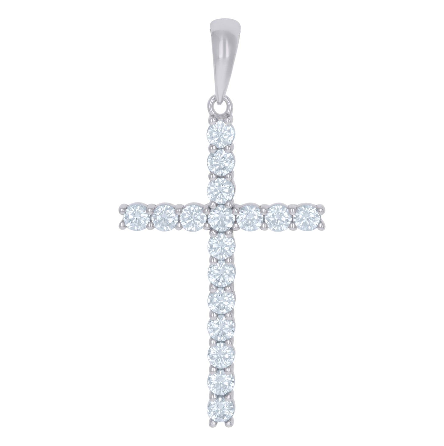 Sterling Silver Mens Cubic-Zirconia Cross Religious Charm Pendant