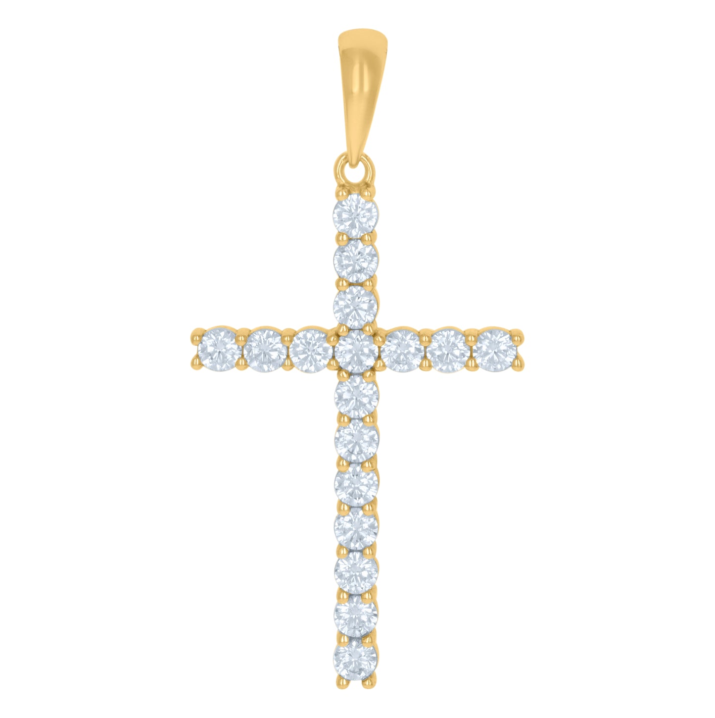 Sterling Silver Mens Cubic-Zirconia Cross Religious Charm Pendant