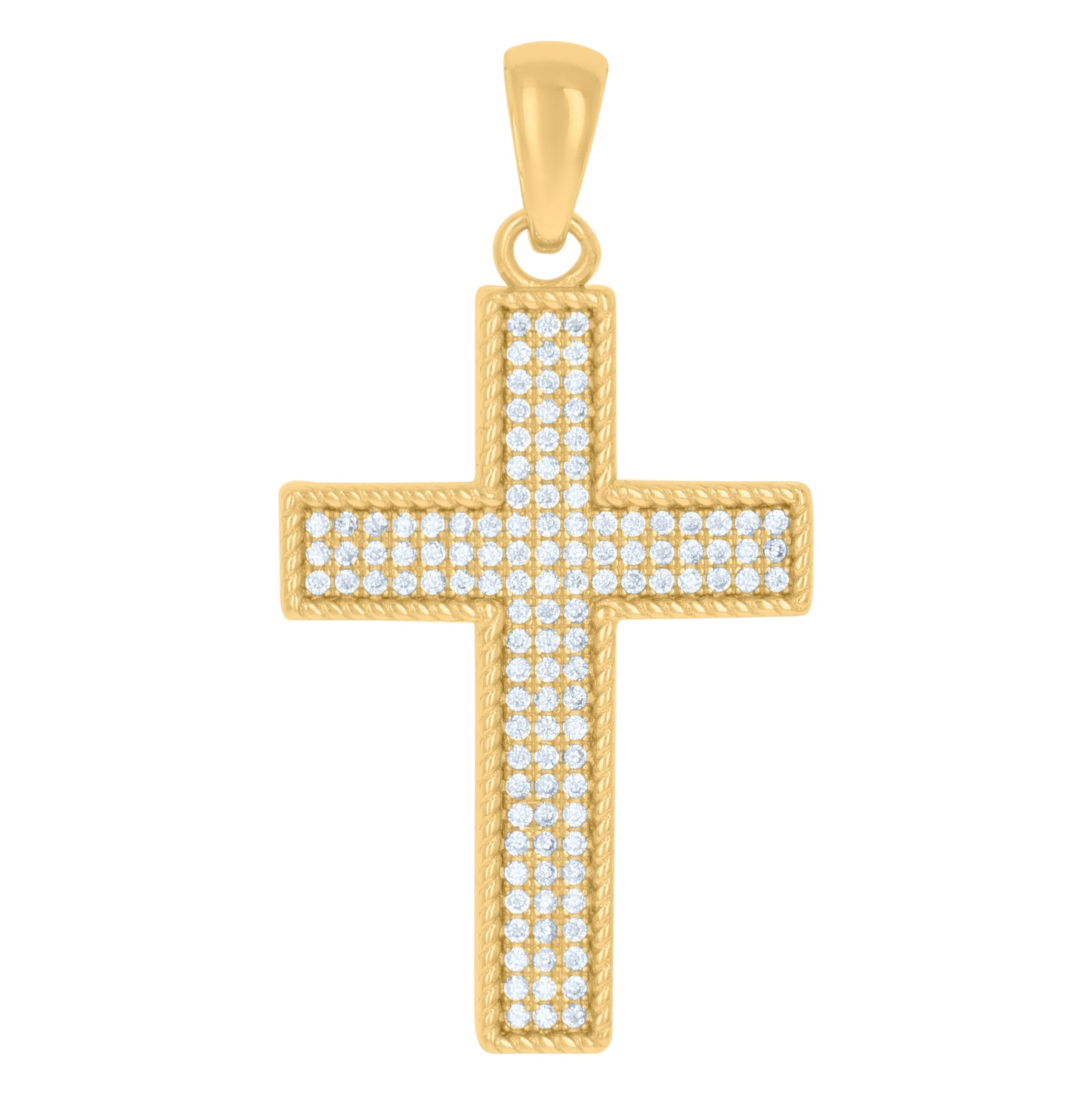 Sterling Silver Mens Cubic-Zirconia Cross Religious Charm Pendant