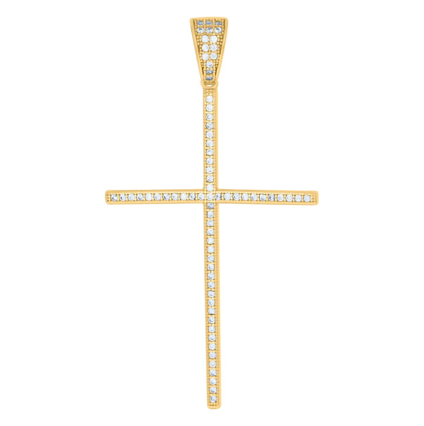 Sterling Silver Mens Cubic-Zirconia Cross Religious Charm Pendant