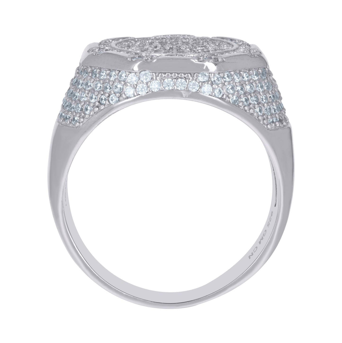 Sterling Silver Mens Cubic-Zirconia Fashion Bridal Anniversary Wedding Engagement Band Ring