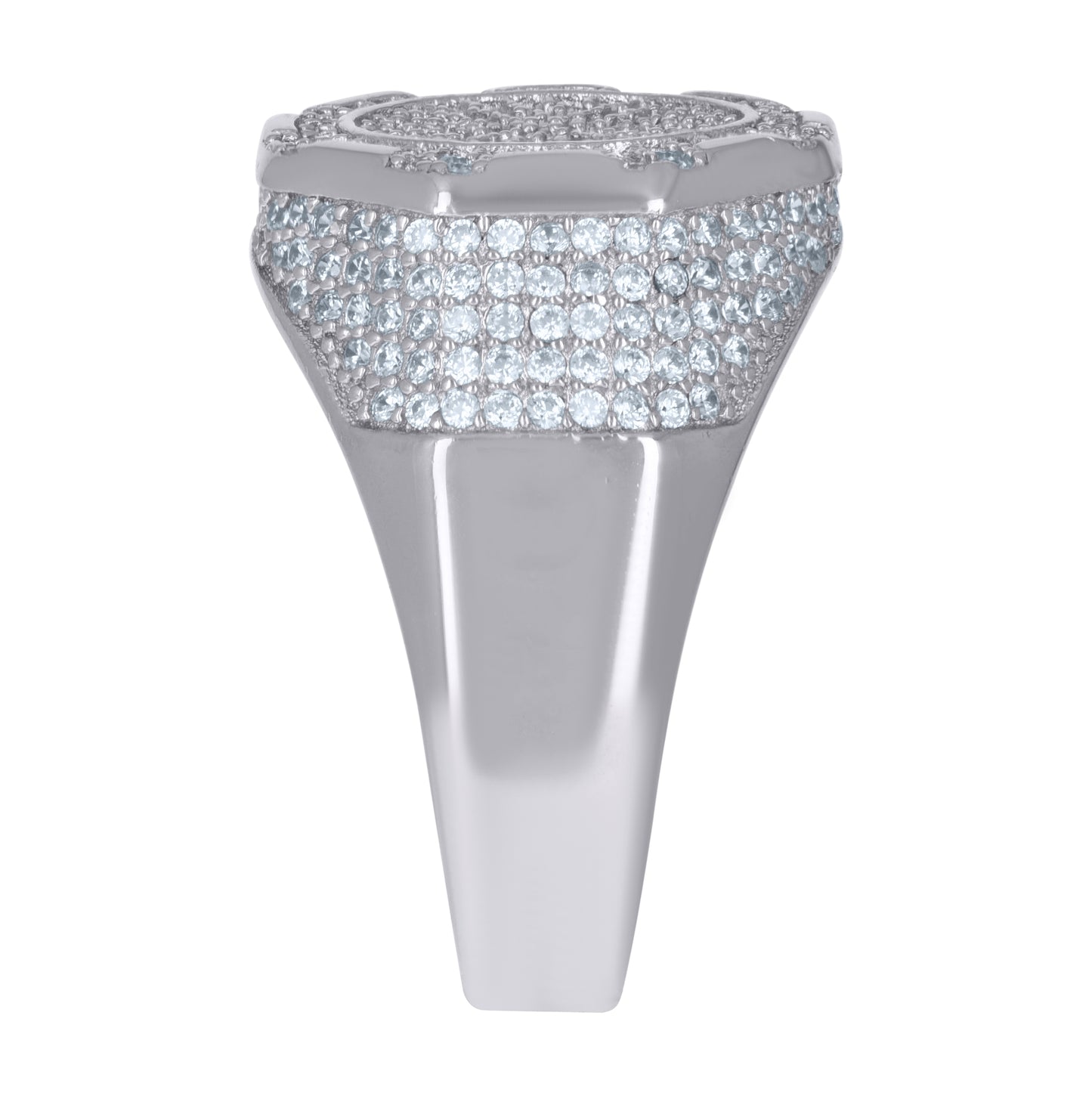 Sterling Silver Mens Cubic-Zirconia Fashion Bridal Anniversary Wedding Engagement Band Ring