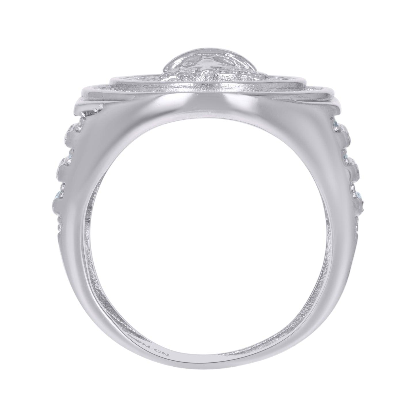 Sterling Silver Mens Cubic-Zirconia Jesus Religious Bridal Anniversary Wedding Engagement Band Ring