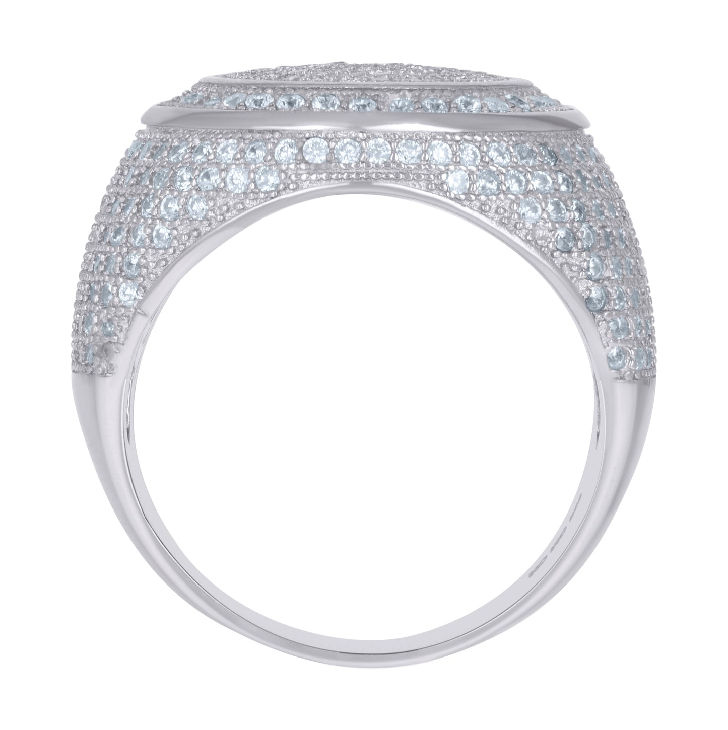 Sterling Silver Mens Cubic-Zirconia Cluster Fashion Bridal Anniversary Wedding Engagement Band Ring