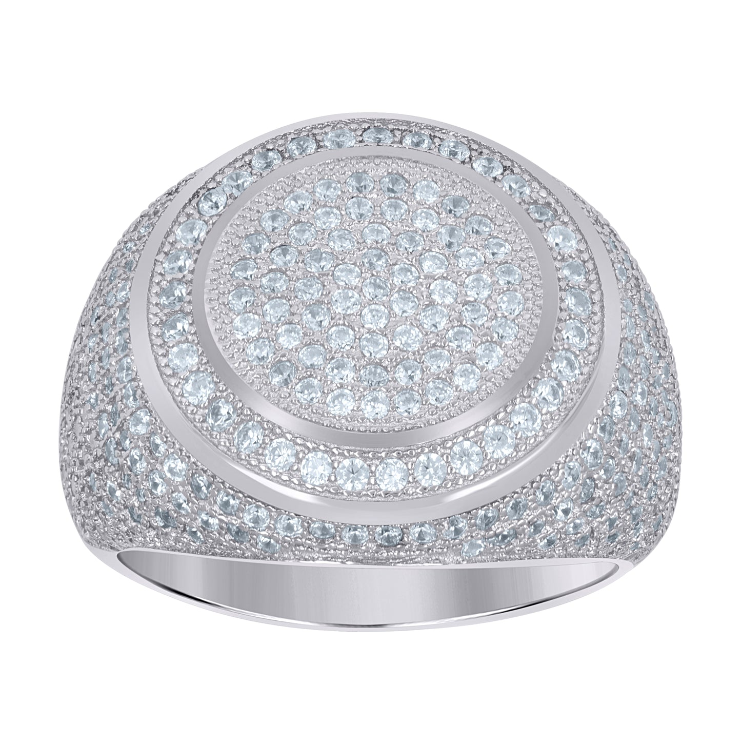 Sterling Silver Mens Cubic-Zirconia Cluster Fashion Bridal Anniversary Wedding Engagement Band Ring