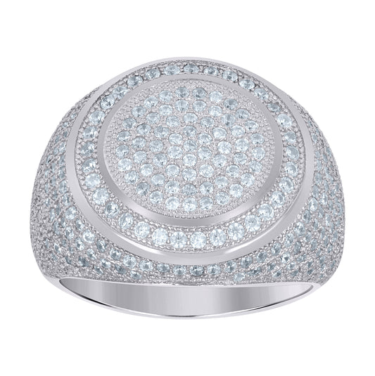 Sterling Silver Mens Cubic-Zirconia Cluster Fashion Bridal Anniversary Wedding Engagement Band Ring