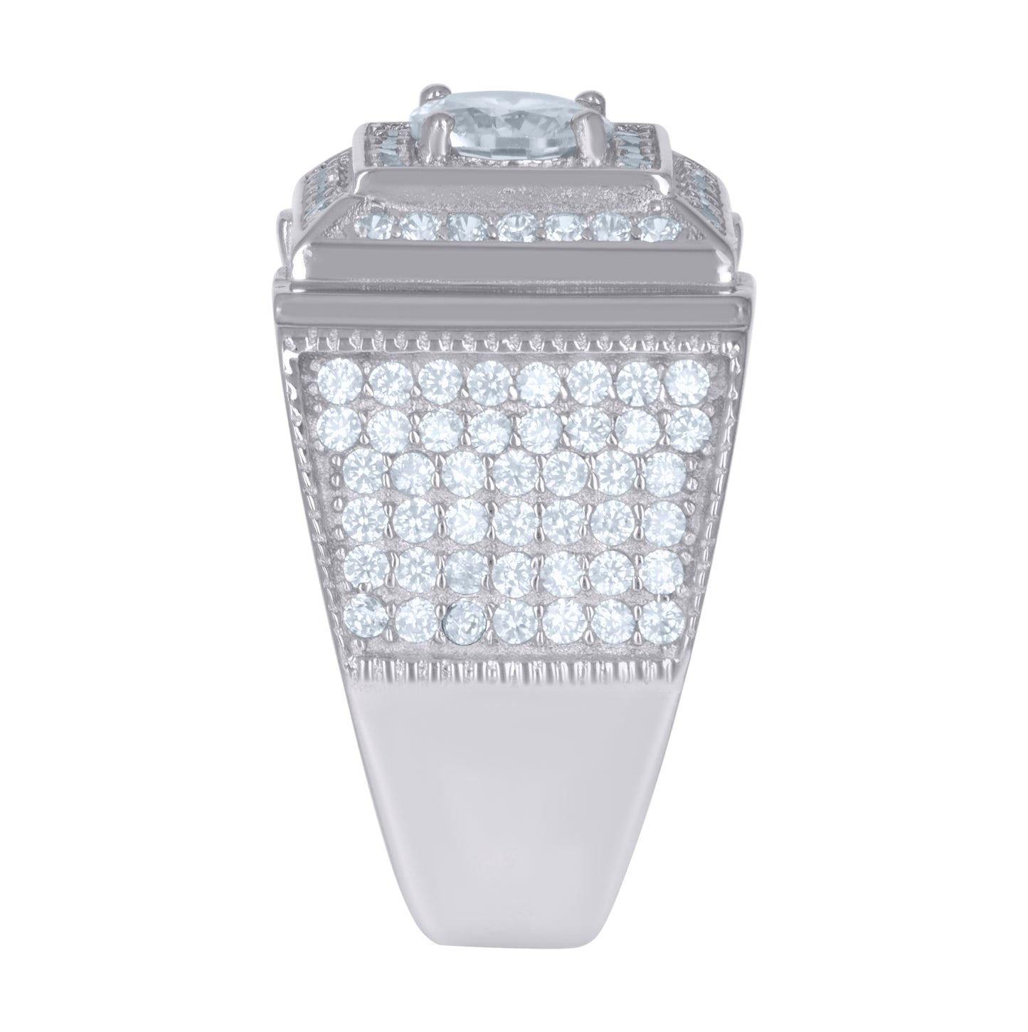 Sterling Silver Men's Cubic-Zirconia Fashion Bridal Anniversary Wedding Engagement Band Ring