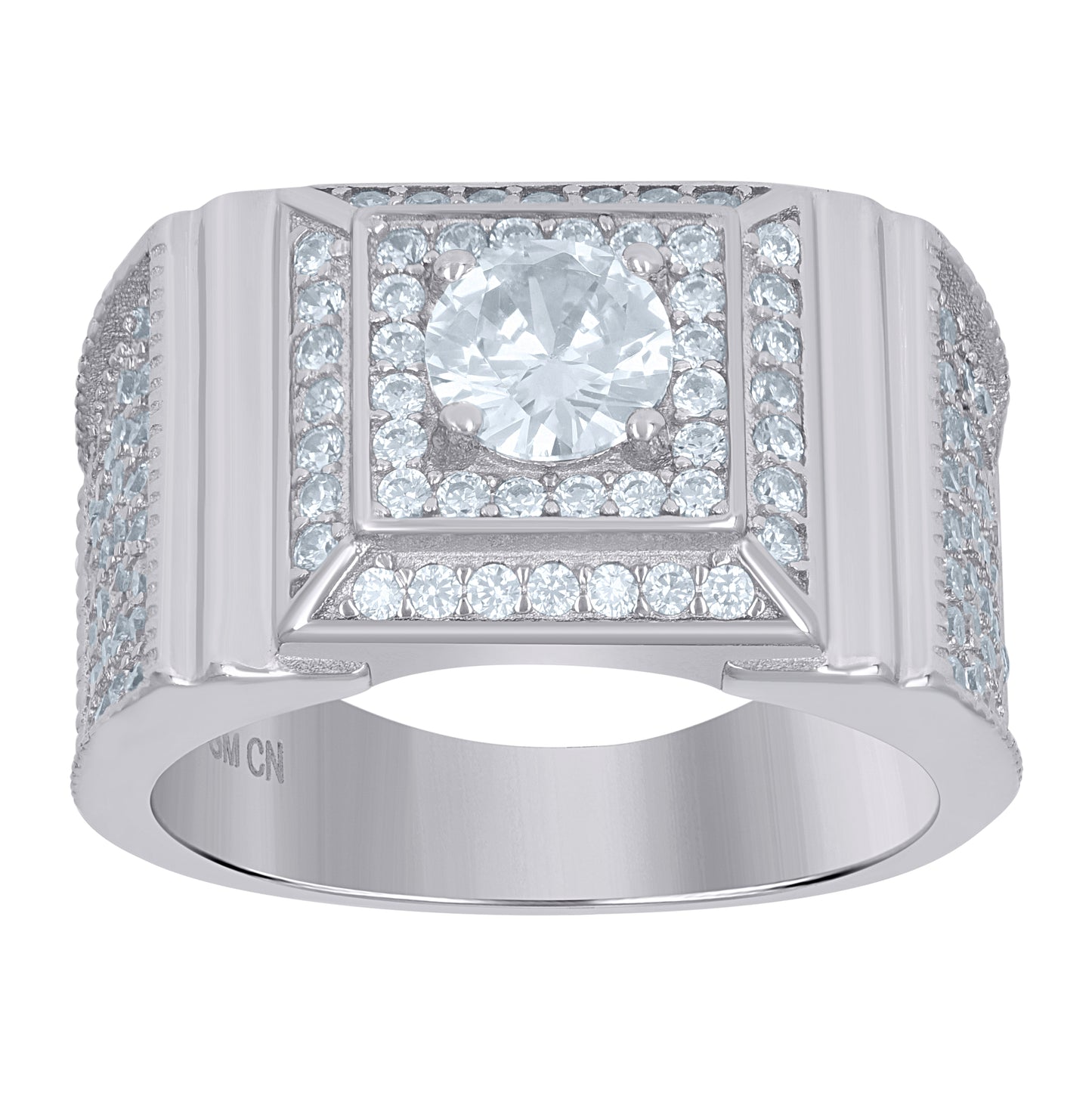 Sterling Silver Men's Cubic-Zirconia Fashion Bridal Anniversary Wedding Engagement Band Ring