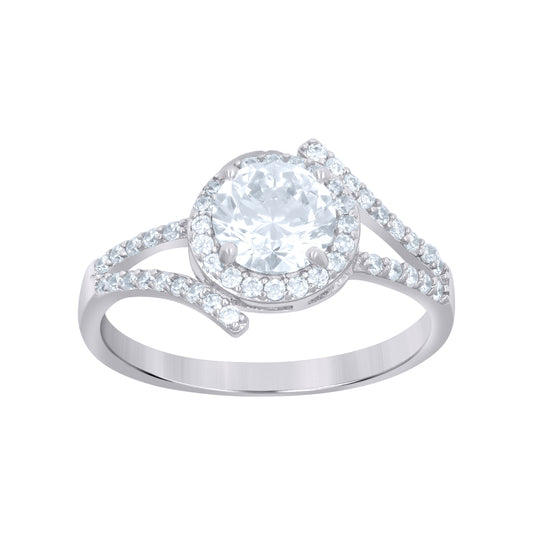 Sterling Silver Women Cubic-Zirconia Fashion Bridal Anniversary Wedding Engagement Band Ring